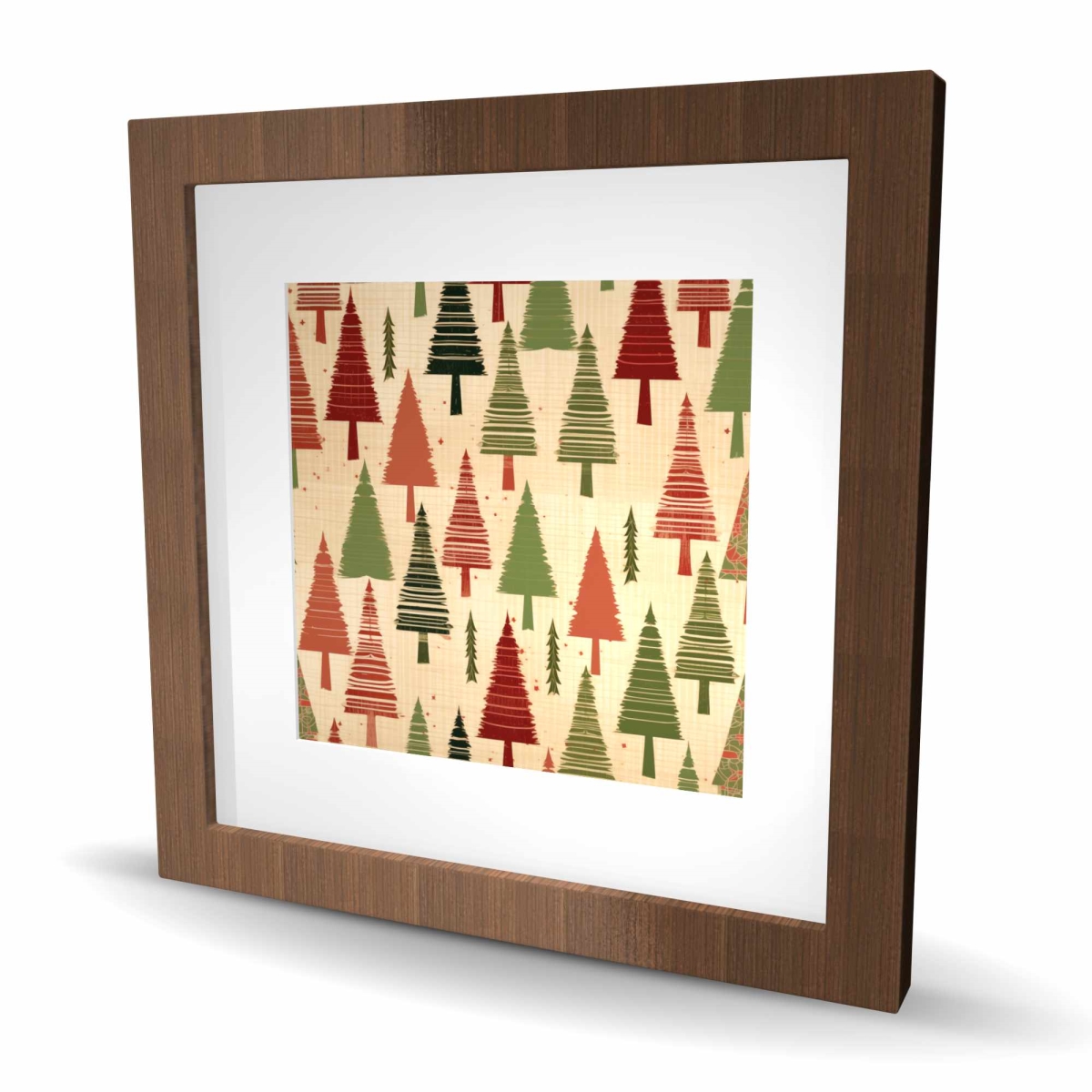 C1FM1616X6EHU4 16 x 16 in. Christmas Tree Pattern Turquoise Framed Matted Print - Decor