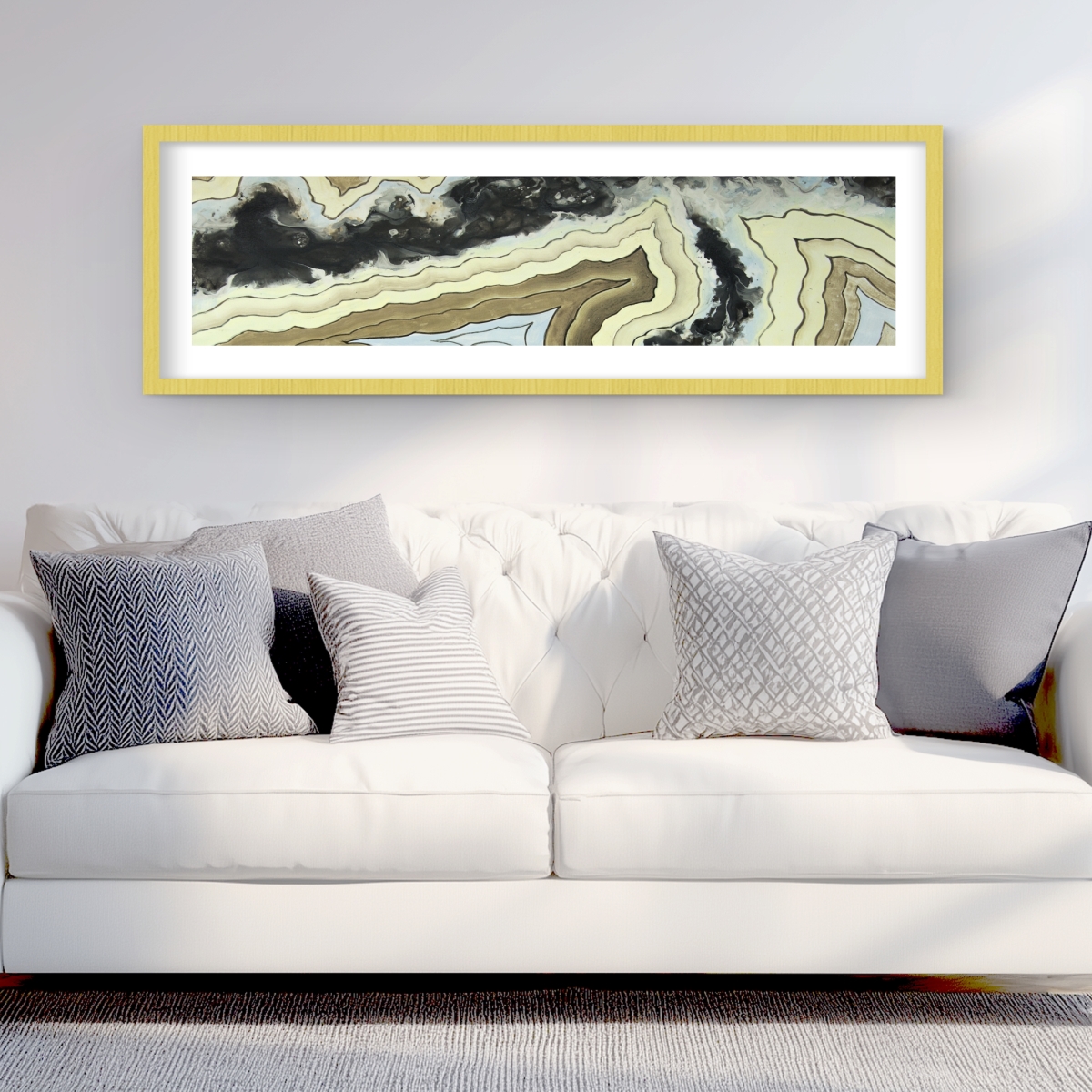 C1FM16489L2XI5 16 x 48 in. Lace Agate - Modern Abstract Framed Matted Print for Decor