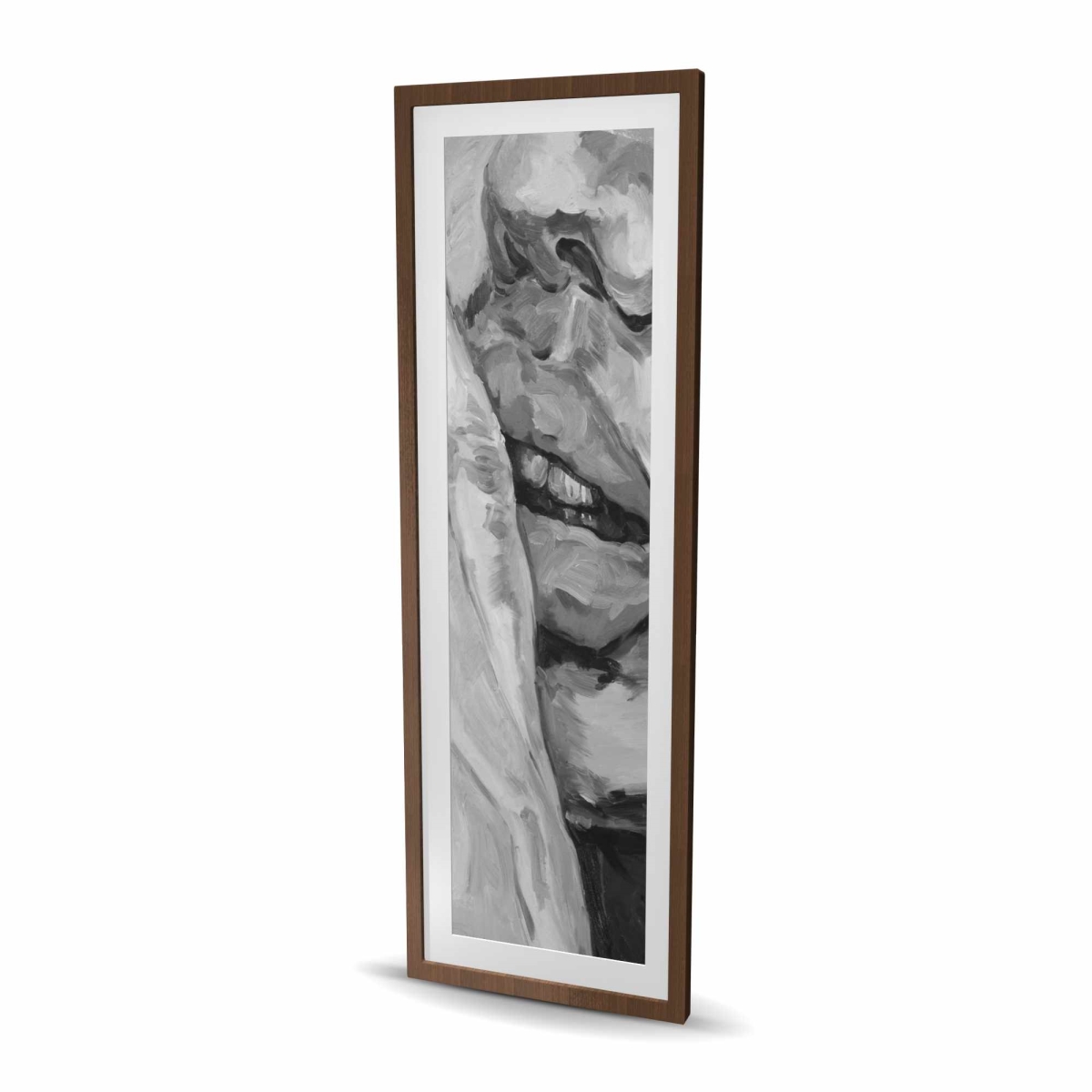 C1FM2060EOYIMW 20 x 60 in. Luscious Lips - Gray Figurative Framed Matted Print Decor