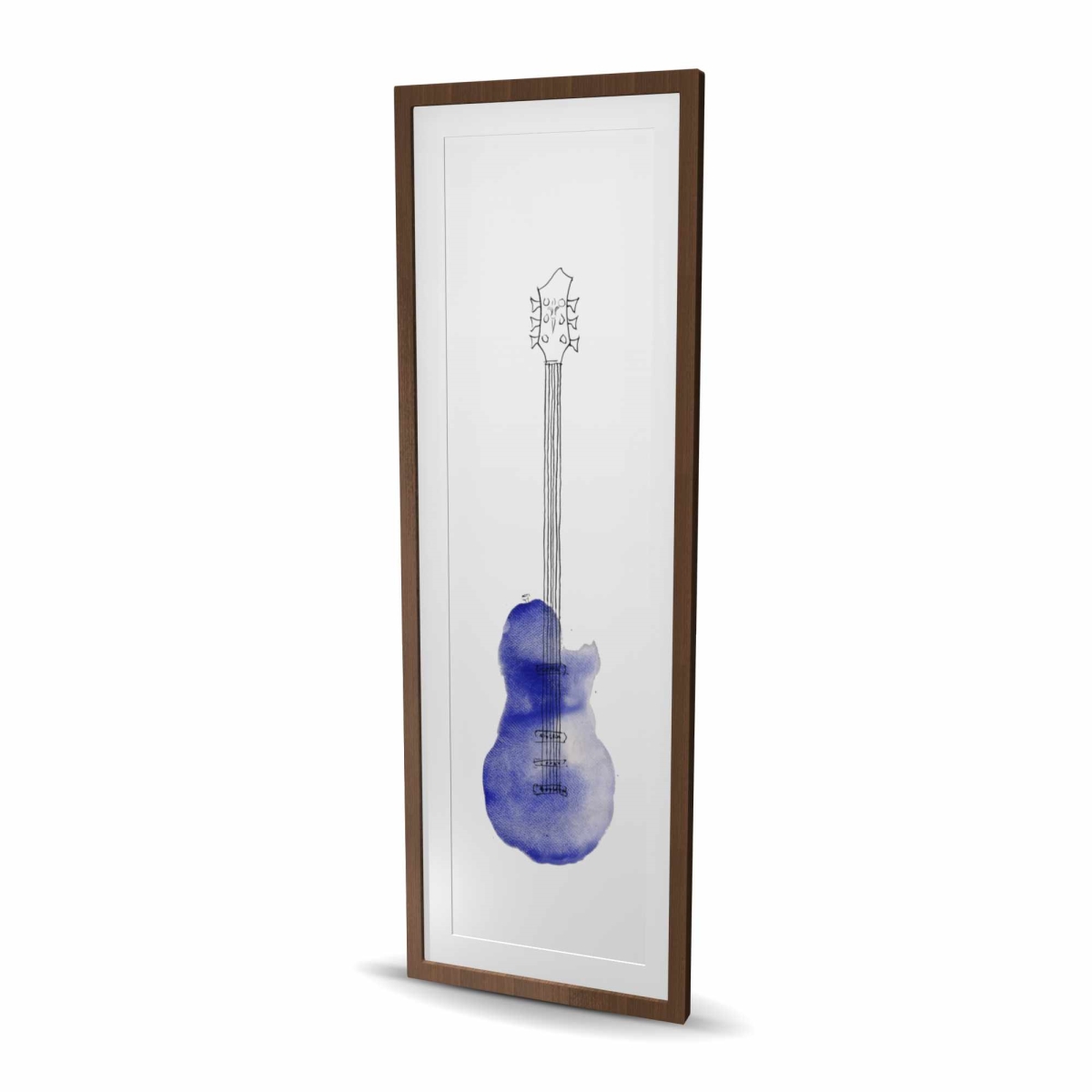 C1FM2060DCL8JB 20 x 60 in. Blue Guitar - Retro Framed Matted Print for Home Decor
