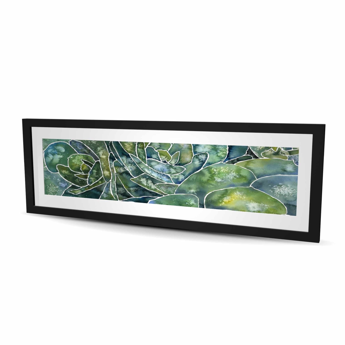 C1FM1648IPAE72 16 x 48 in. Abstract Succulents - Framed Matted Print for Home Decor