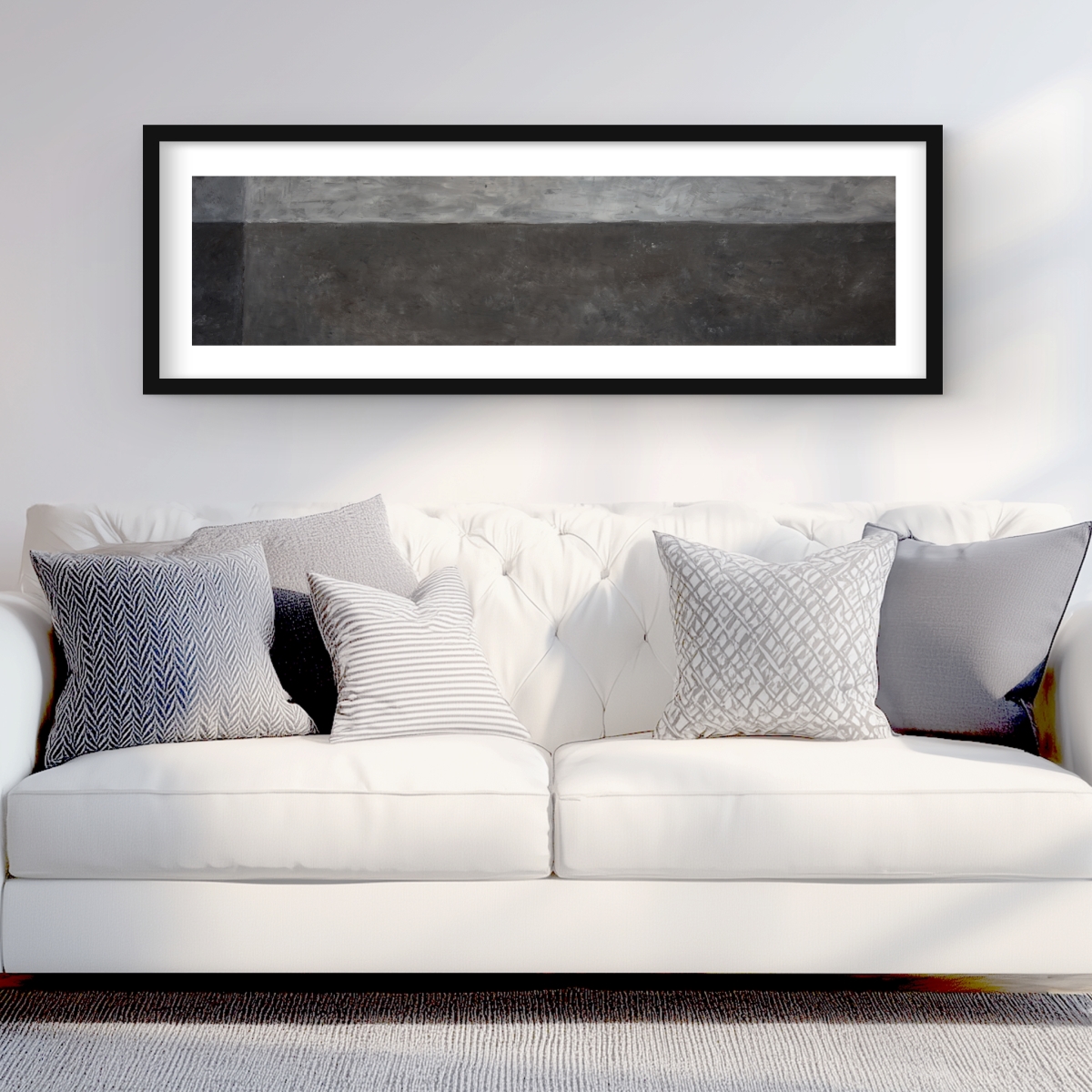 C1FM1648ORKEDR 16 x 48 in. Shades of Gray - Gray Industrial Framed Matted Print Decor