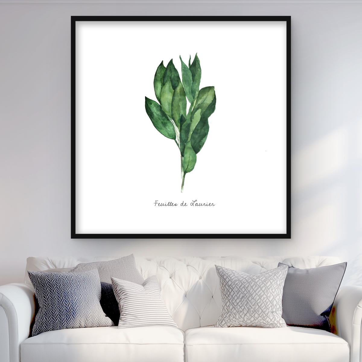C1FM36363Z5Z7Z 36 x 36 in. Bay Leaves Bundle - Framed Matted Print for Home Decor