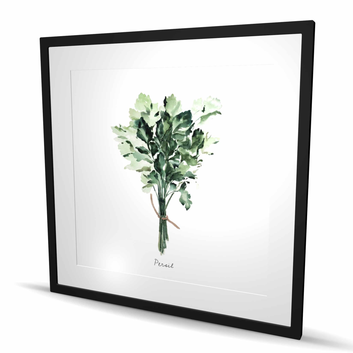 C1FM36367PQE0B 36 x 36 in. Tied Up Persil Bundle - Kitchen Green Framed Matted Print