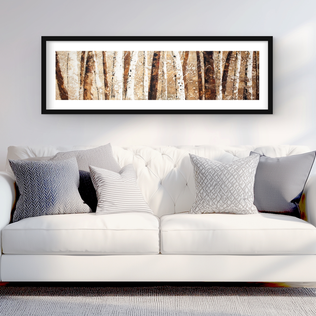 C1FM1648TG1L67 16 x 48 in. Tree Trunks - Framed Matted Print for Home Office Decor