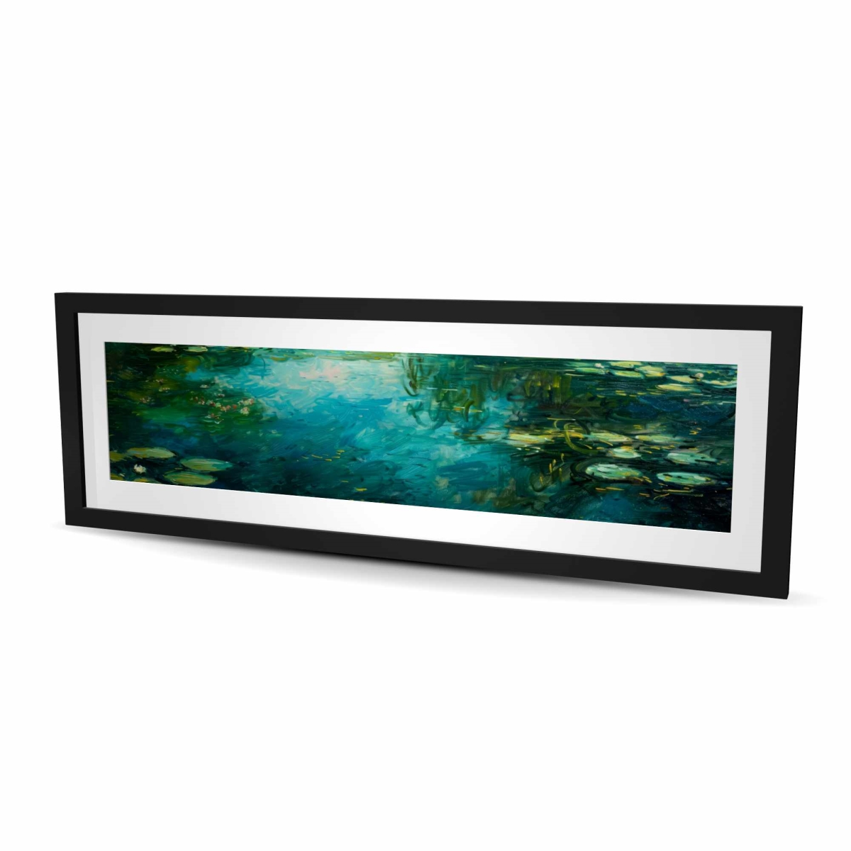 C1FM1648W17TIE 16 x 48 in. Static - Turquoise Framed Matted Print for Home Decor