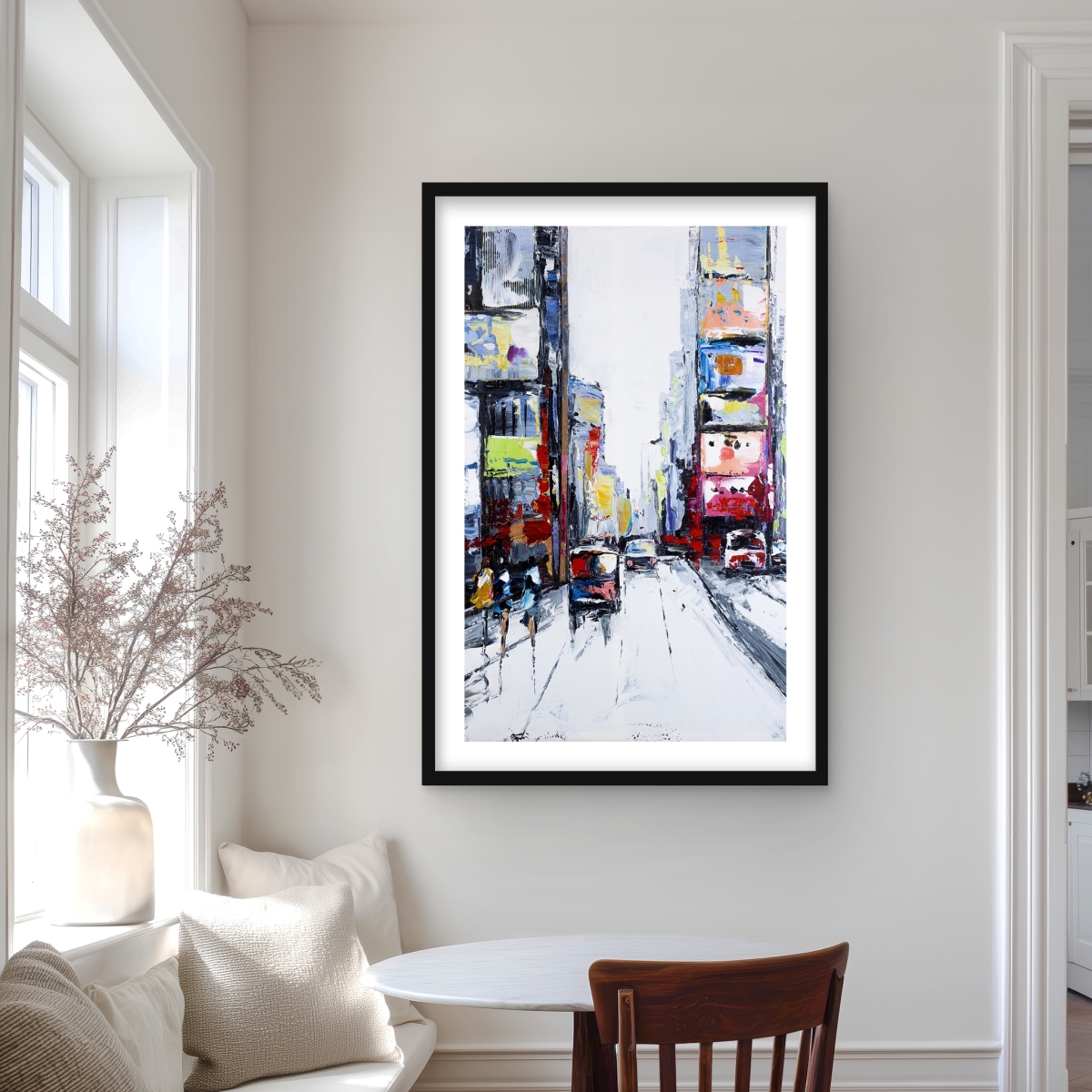 C1FM2436SAWMSK 24 x 36 in. Time Square Red Cities Framed Matted Print for Home Decor