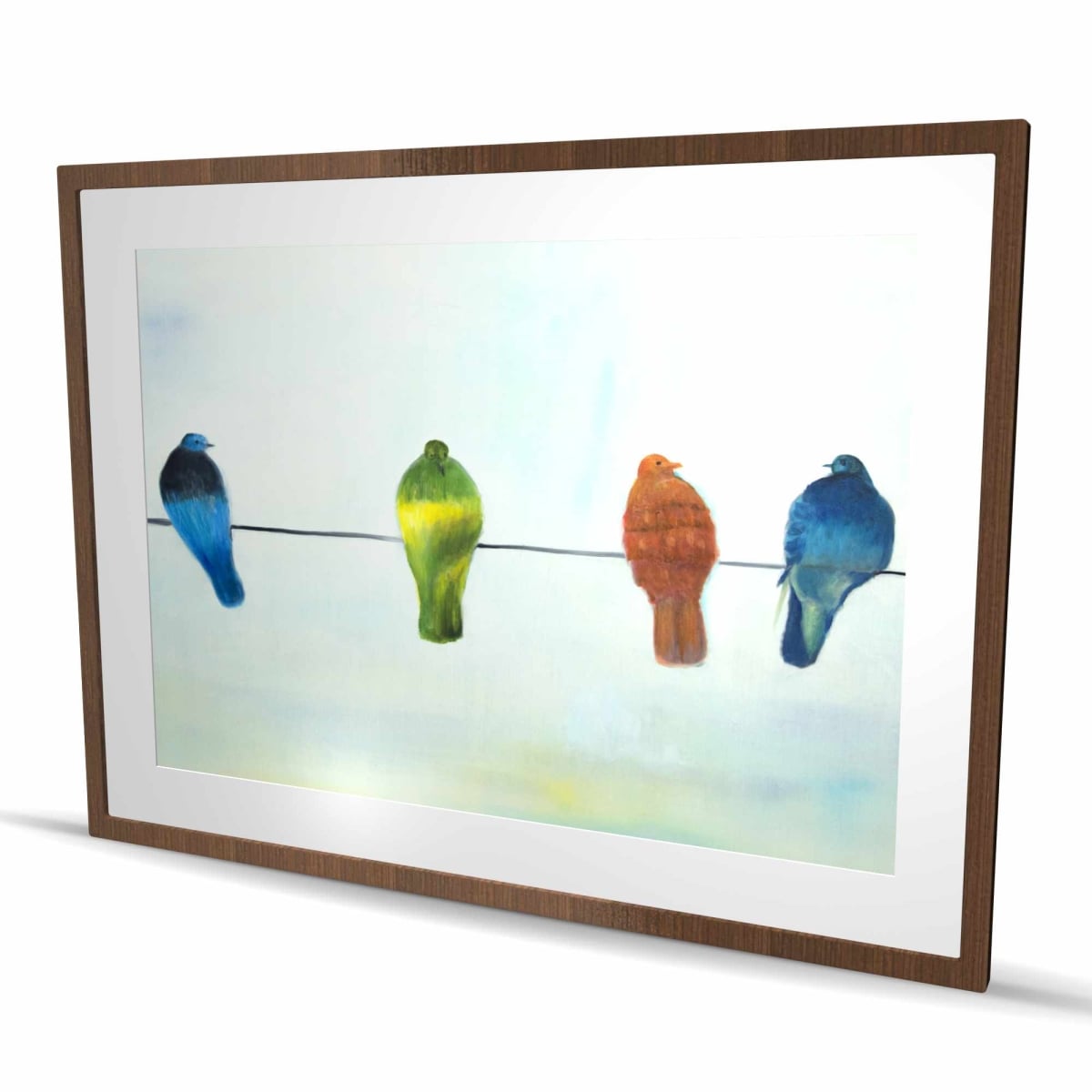C1FM3648GT8EG9 36 x 48 in. Perched Abstract Birds - Framed Matted Print for Home Decor