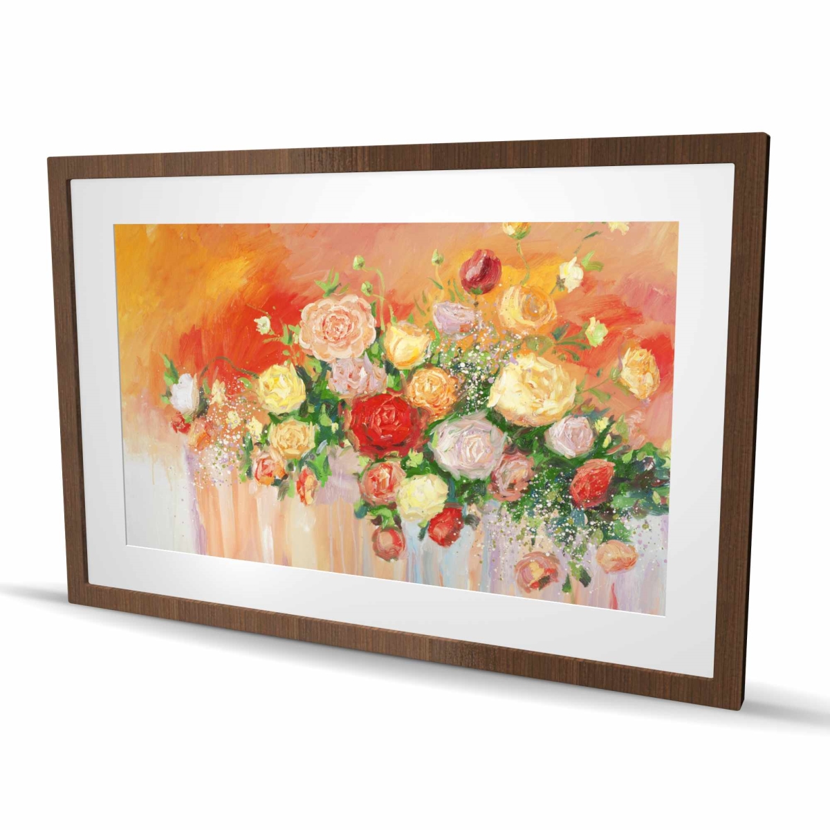 C1FM2436UU0TTY 24 x 36 in. Bouquet of Multicolor Abstract Flowers - Framed Matted Print