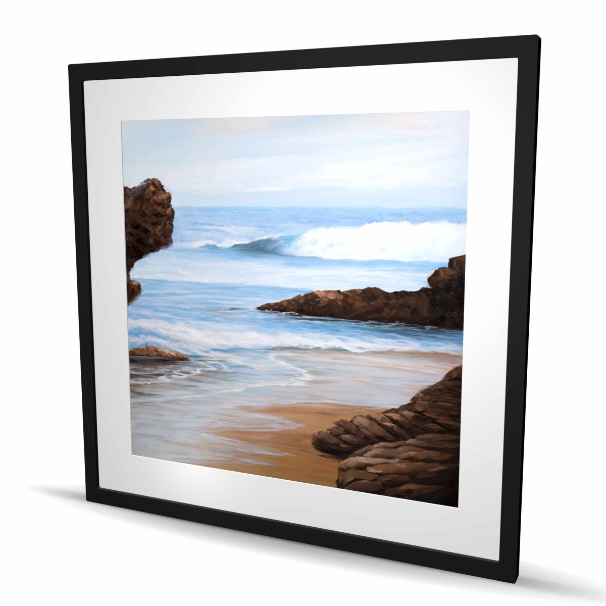 C1FM36367HICN7 36 x 36 in. Rocks & Seaside - Beach Framed Matted Print for Home Decor