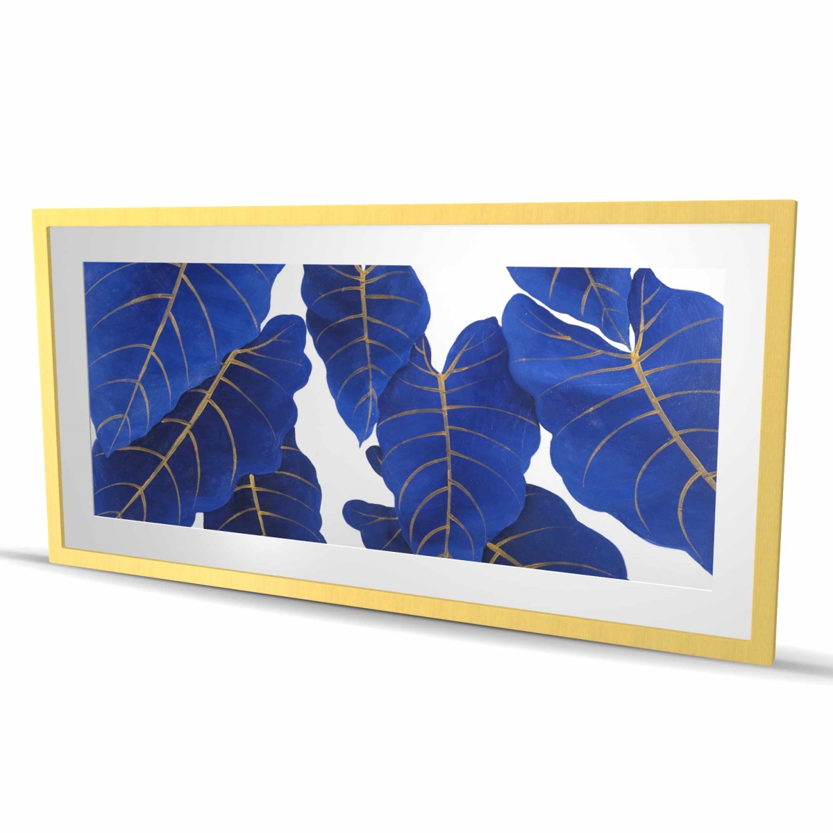 C1FM2448URG6PK 24 x 48 in. Tropical Abstract Blue Leaves - Exotic Framed Matted Print
