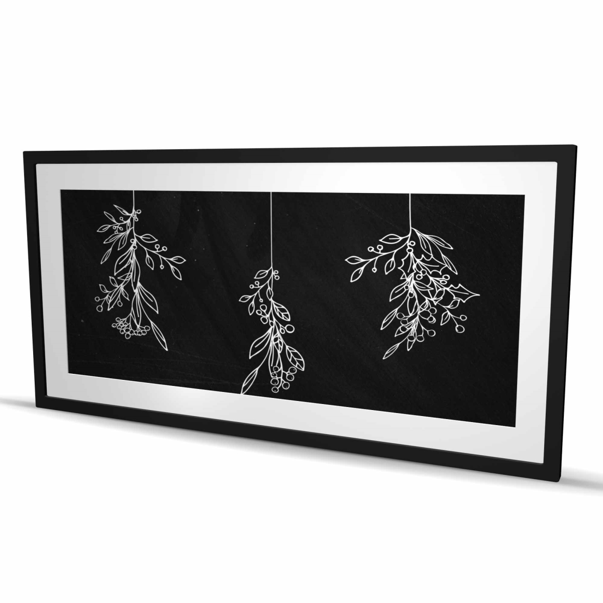 C1FM2448VC3OJA 24 x 48 in. Mistletoe Black Monochrome Framed Matted Print - Home Decor