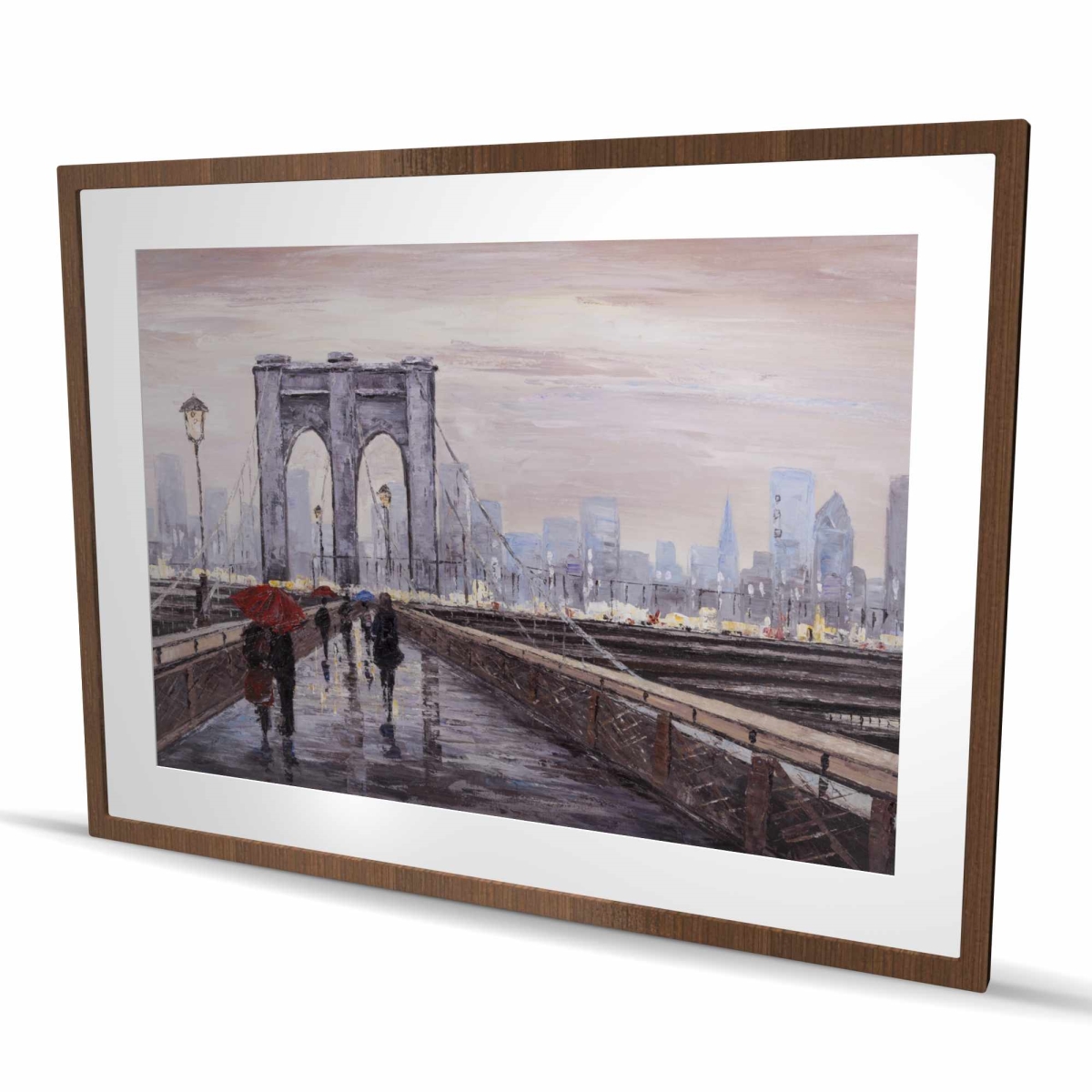 C1FM364836Z3YL 36 x 48 in. Brooklyn Bridge with Passersby - Black Framed Matted Print