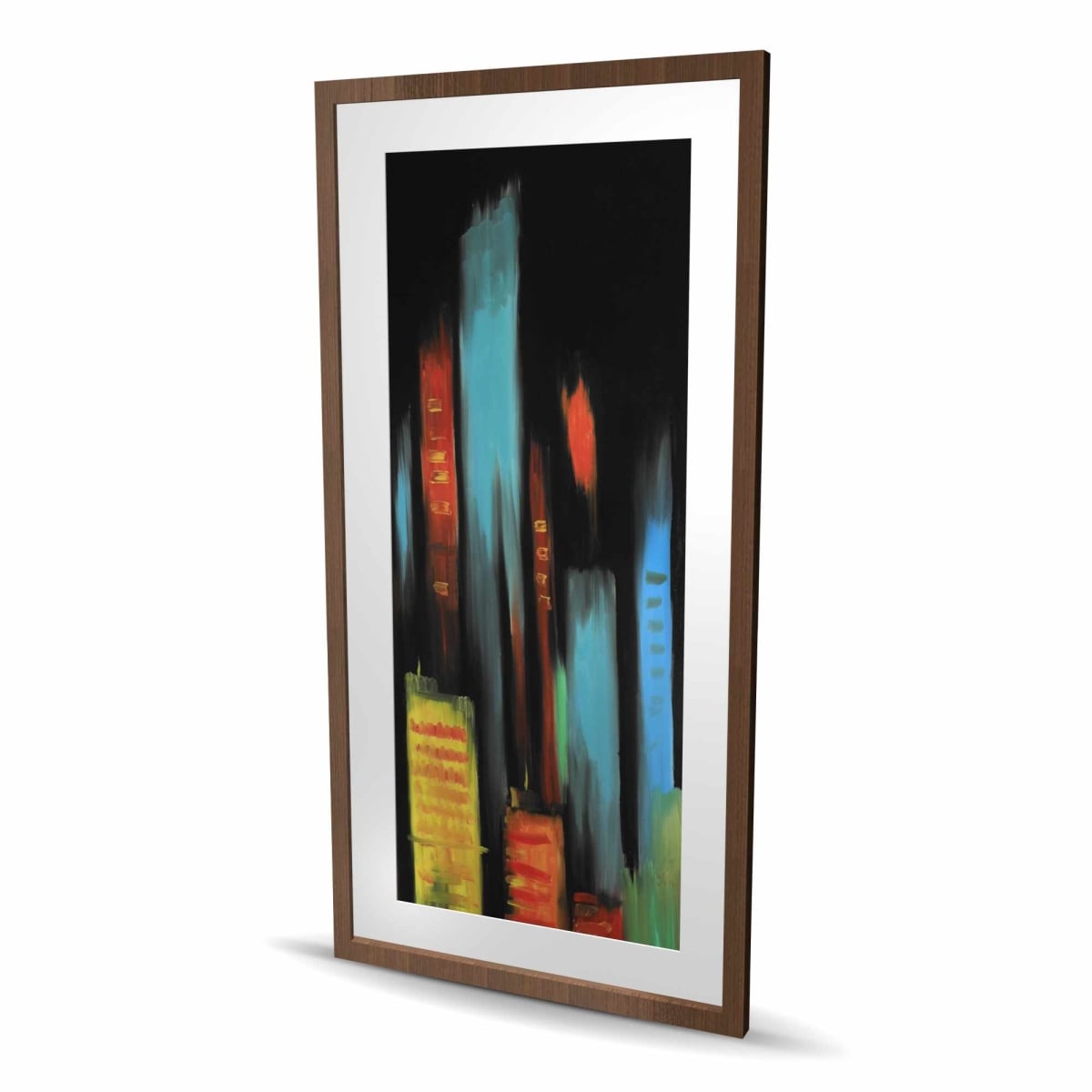 C1FM2448YBEW6D 24 x 48 in. Abstract Tall Buildings - Contemporary Cities Framed Print