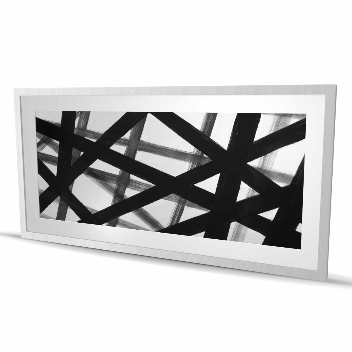C1FM2448YS8QT3 24 x 48 in. Abstract Bold Lines - Framed Matted Print for Home Decor