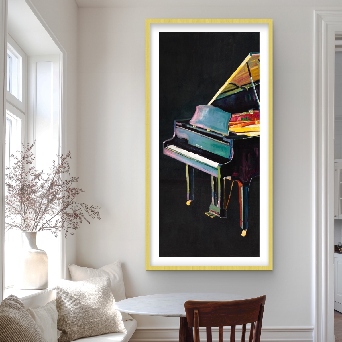 C1FM2448SJ3DNT 24 x 48 in. Colorful Realistic Piano - Black Hyperrealist Framed Print