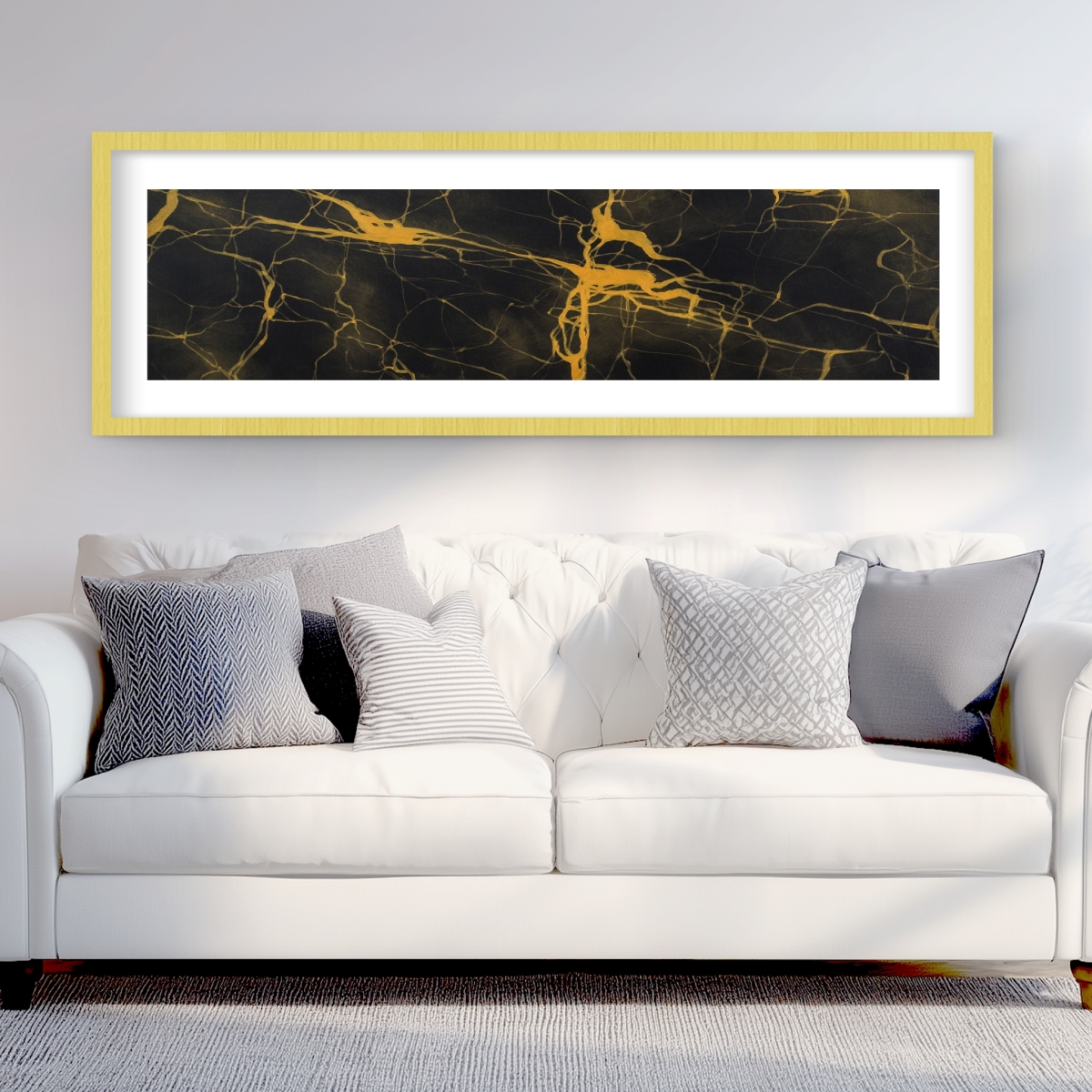 C1FM2060QPC3UU 20 x 60 in. Black & Gold Marble Texture Print - Abstract Home Decor