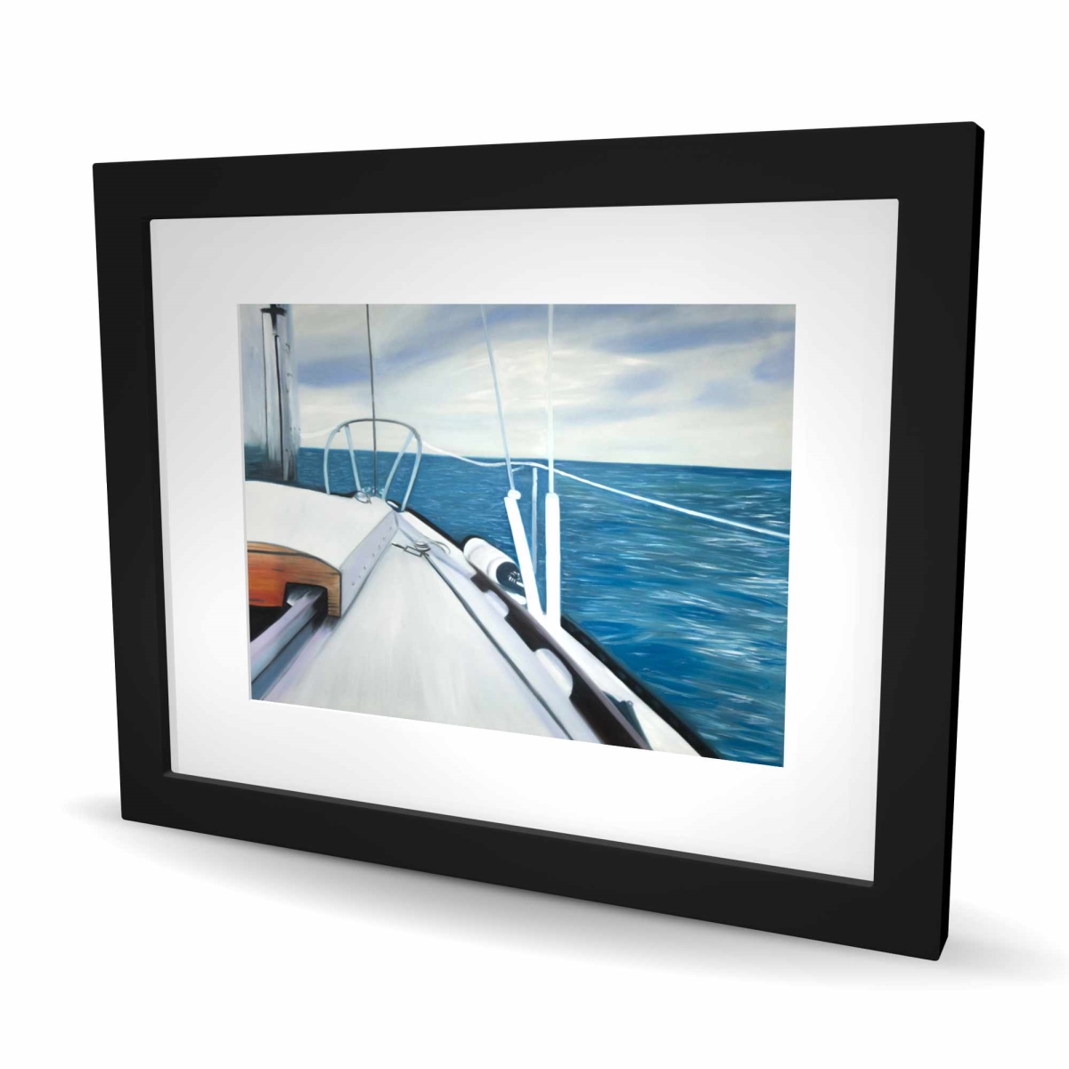 C1FM1620IM7T05 16 x 20 in. Sail on the Water - Marine Blue Framed Matted Print Decor