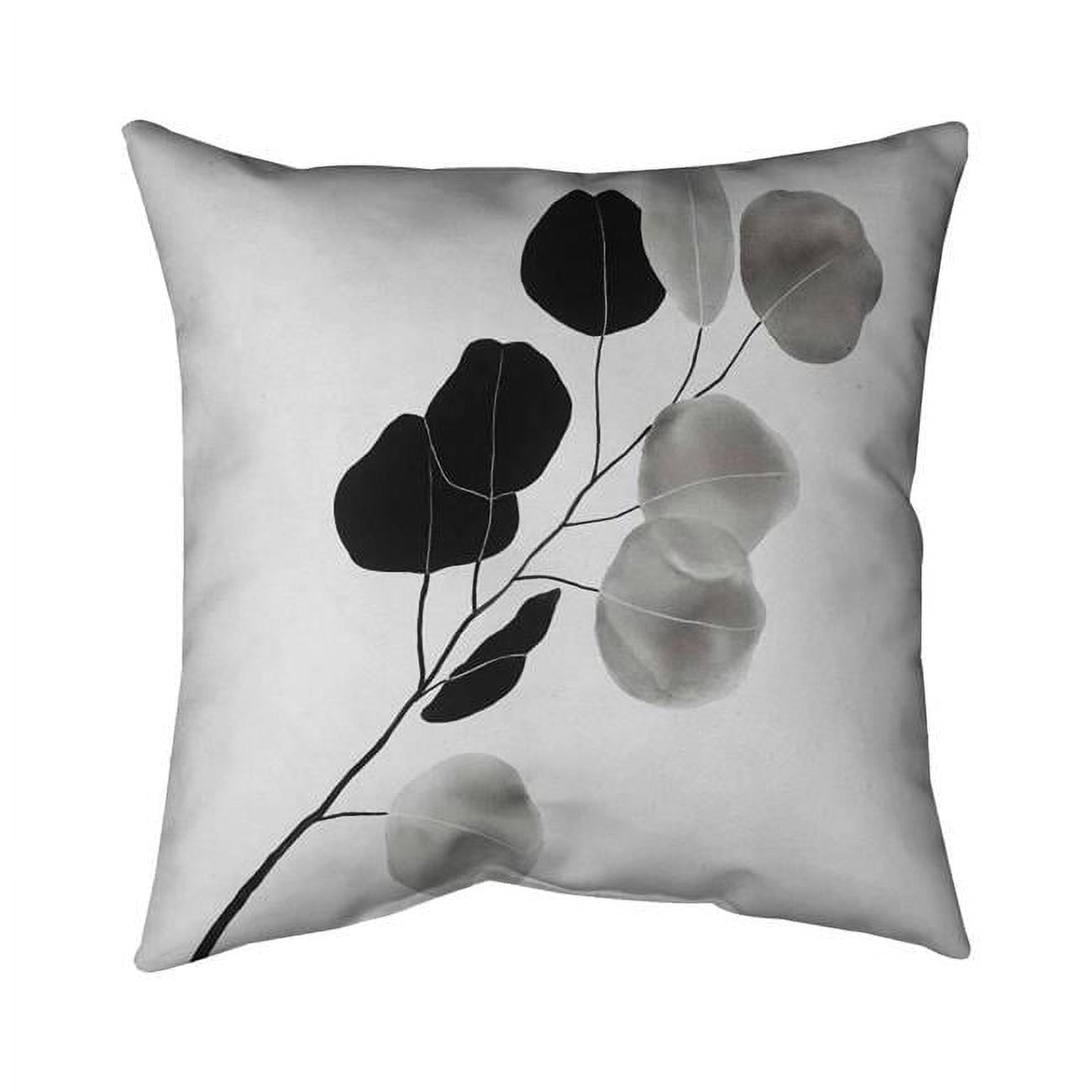 16 x 16 in. Greyscale Branch with Round Shape Leaves-Double Sided Print Indoor Pillow Cover