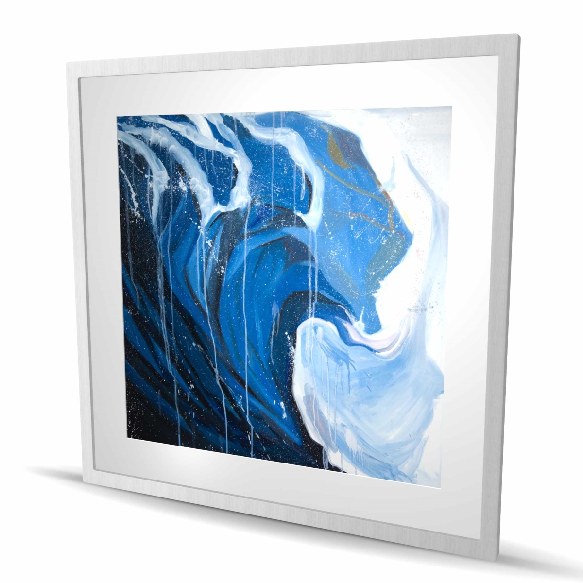 C1FM36362D0DDZ 36 x 36 in. Abstract Wave in Motion - Classic Blue Waves Framed Print