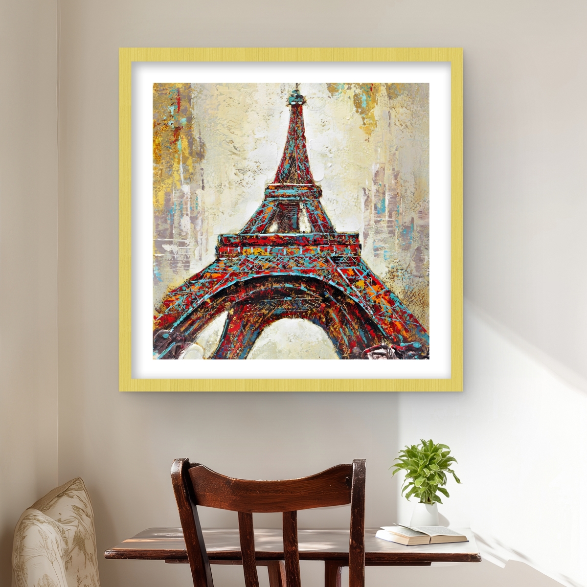 C1FM2424333BSZ 24 x 24 in. Abstract Eiffel Tower - Contemporary Framed Matted Print