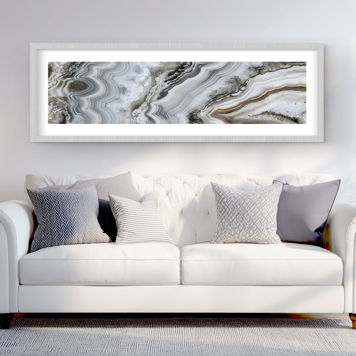 C1FM2060LLH2GV 20 x 60 in. Abstract Geode - Framed Matted Print for Bedroom Decor