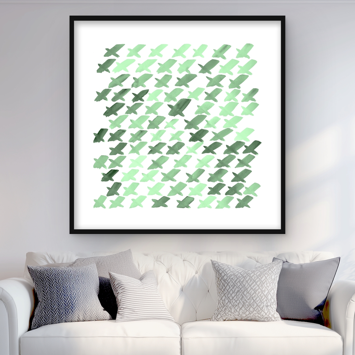 C1FM36366036D0 36 x 36 in. Green Pattern X - Neo Mint Bedroom Framed Print - Home Decor