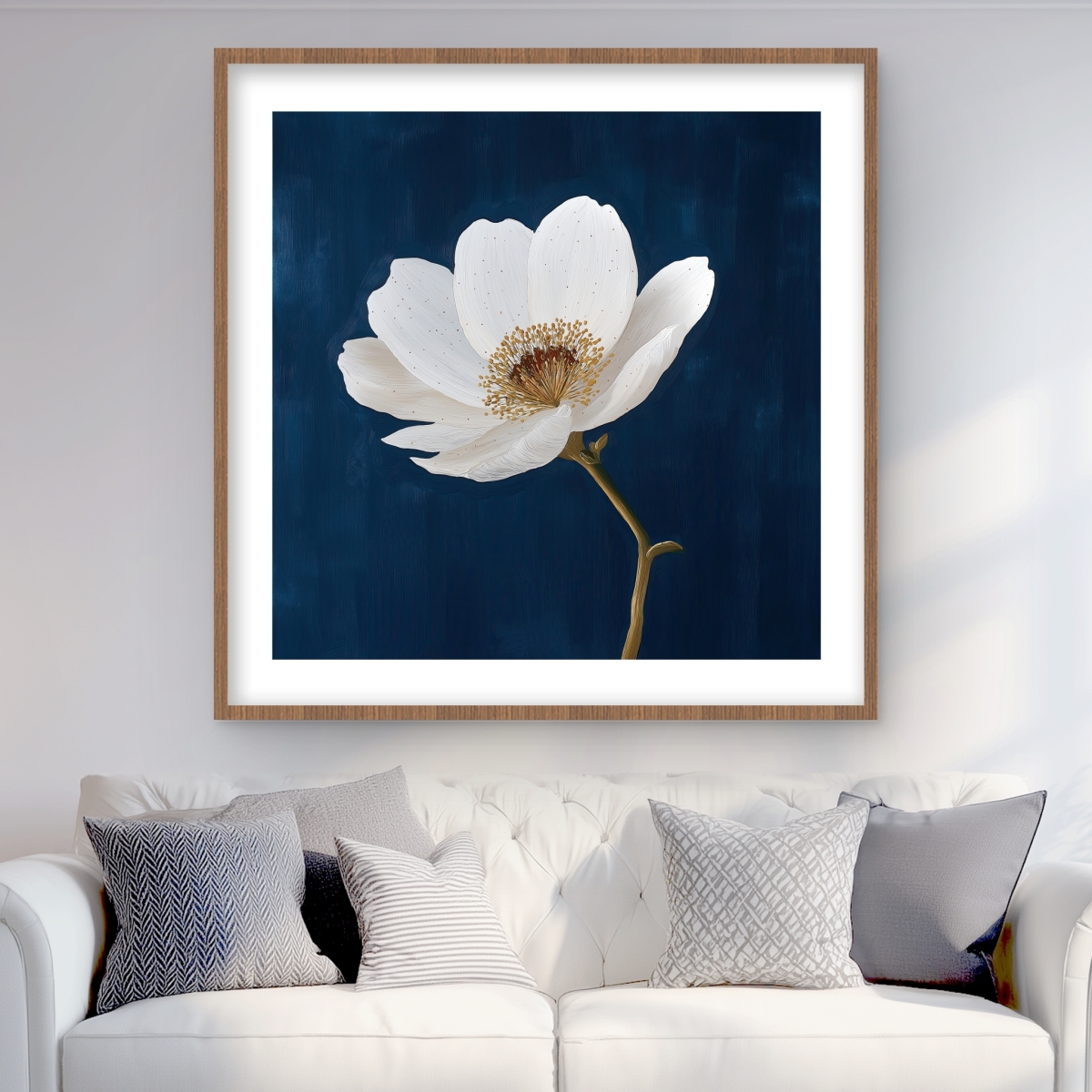 C1FM363661P8NS 36 x 36 in. Crooked Branch - Beige Floral Botanical Framed Print - Decor