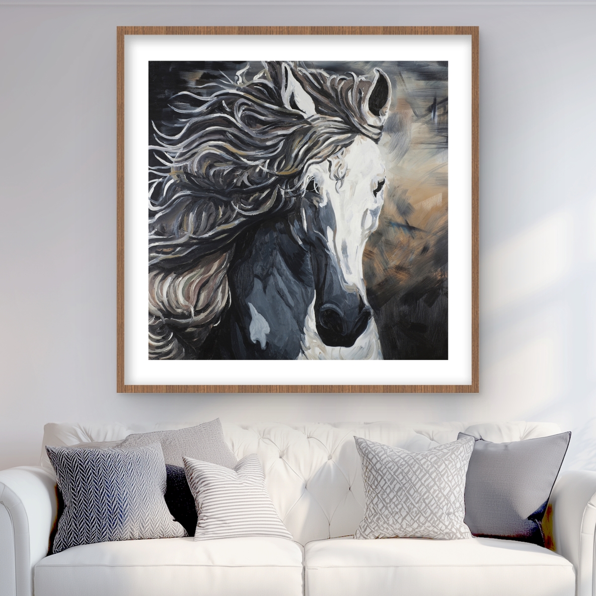 C1FM36366PZ2DK 36 x 36 in. Front Wild Horse - Rustic Farm Animals Framed Print Decor