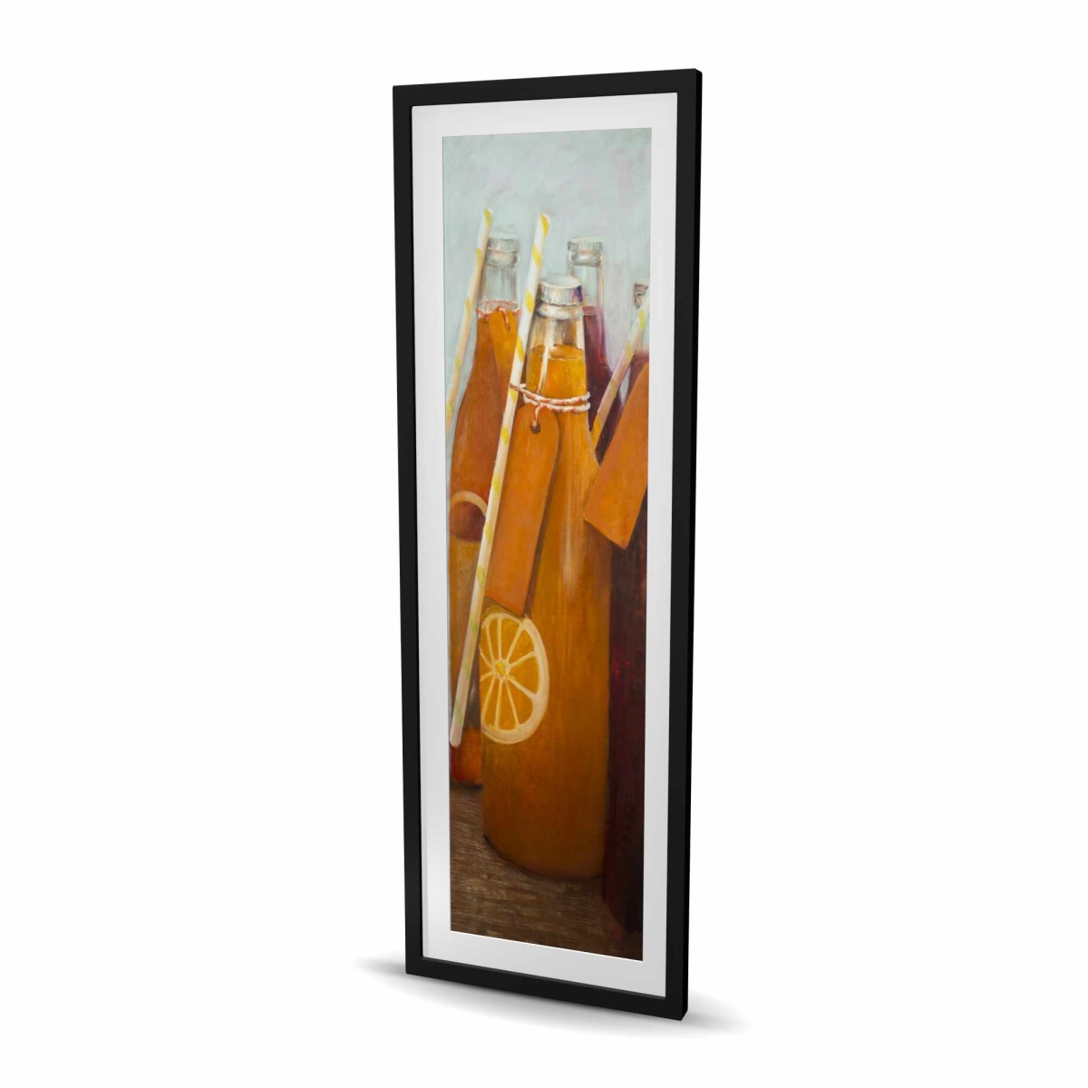 C1FM2060LCMU7Y 20 x 60 in. Orange Summer Drinks Still Life Framed Print for Home Decor