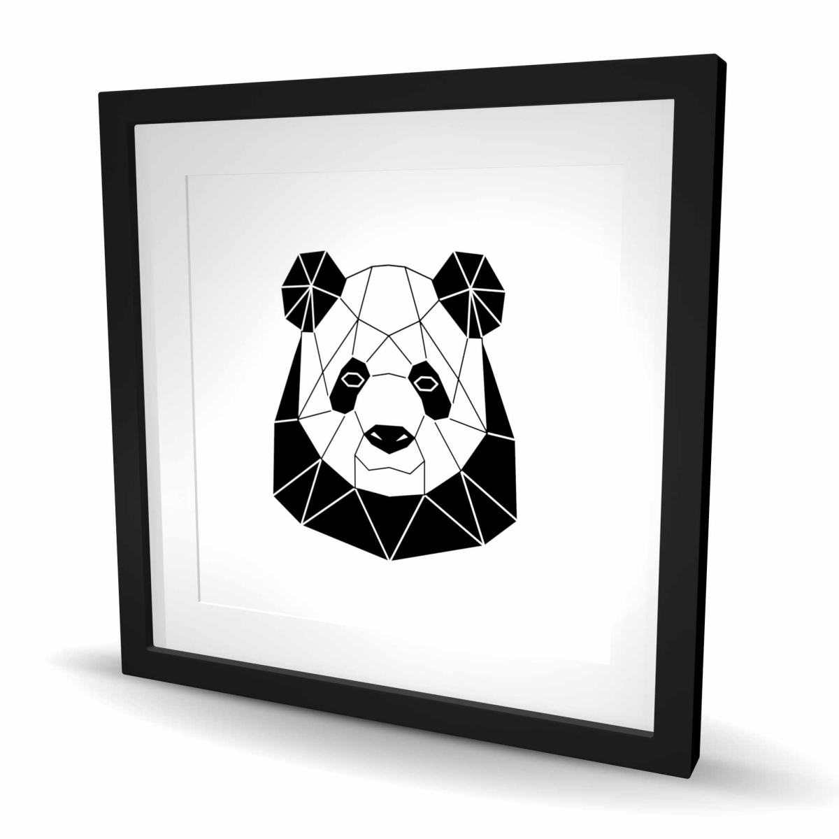 C1FM2424E1PD5K 24 x 24 in. Geometric Panda - Children Art White Framed Matted Print
