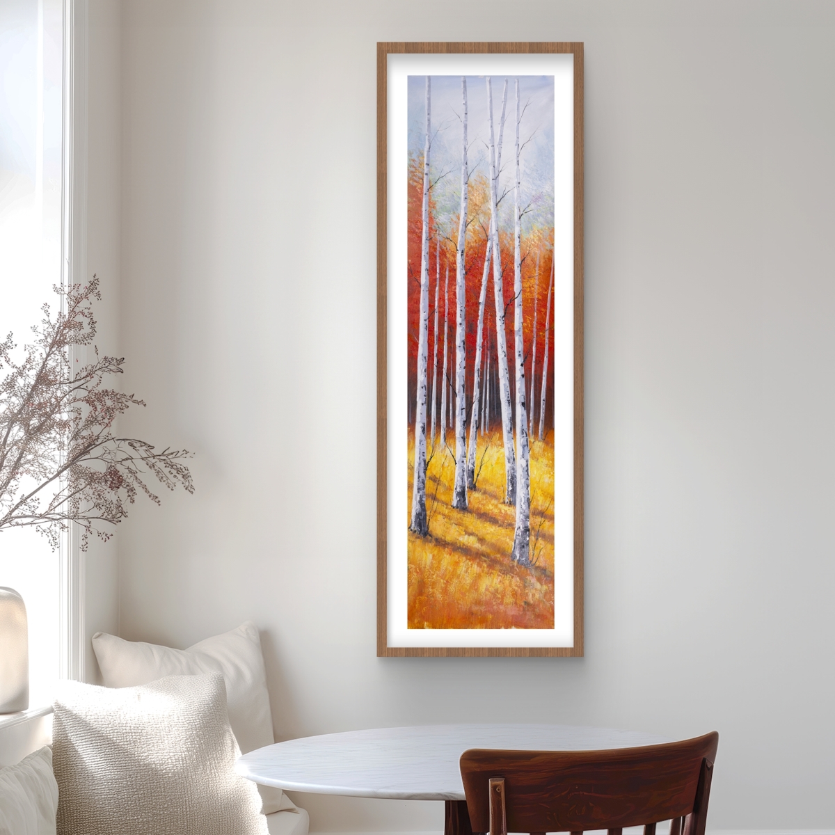 C1FM16482HOQ1O 16 x 48 in. Fall Forest Landscape - Trees Gray Framed Matted Print Decor