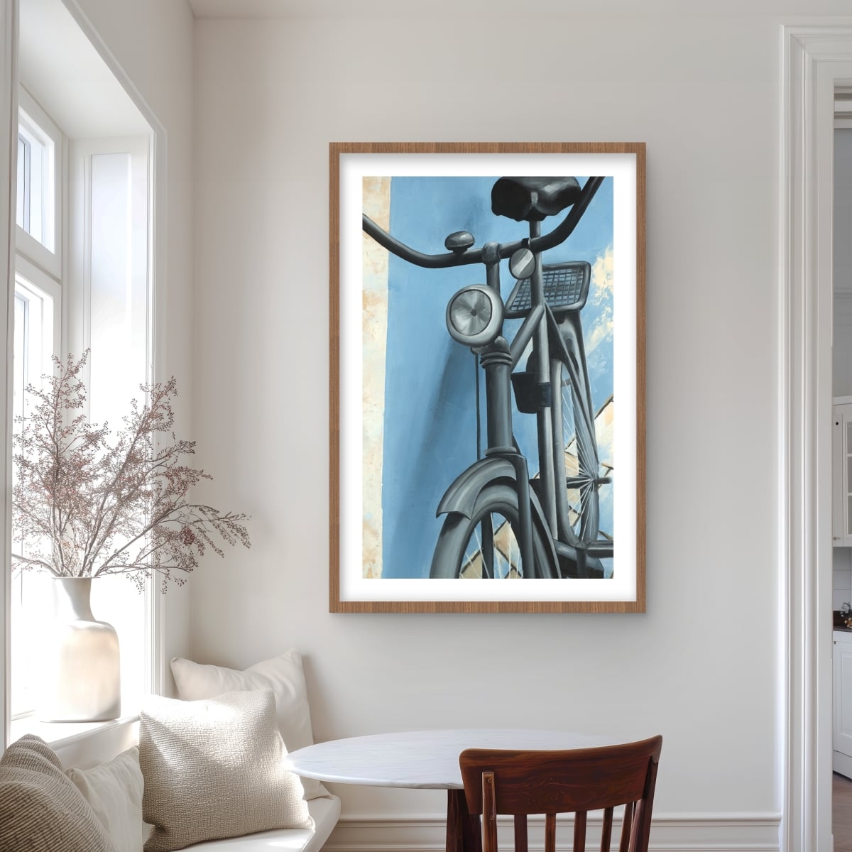 C1FM2436OHQMIP 24 x 36 in. Abandoned Bicycle - Blue Illustrative Framed Matted Print