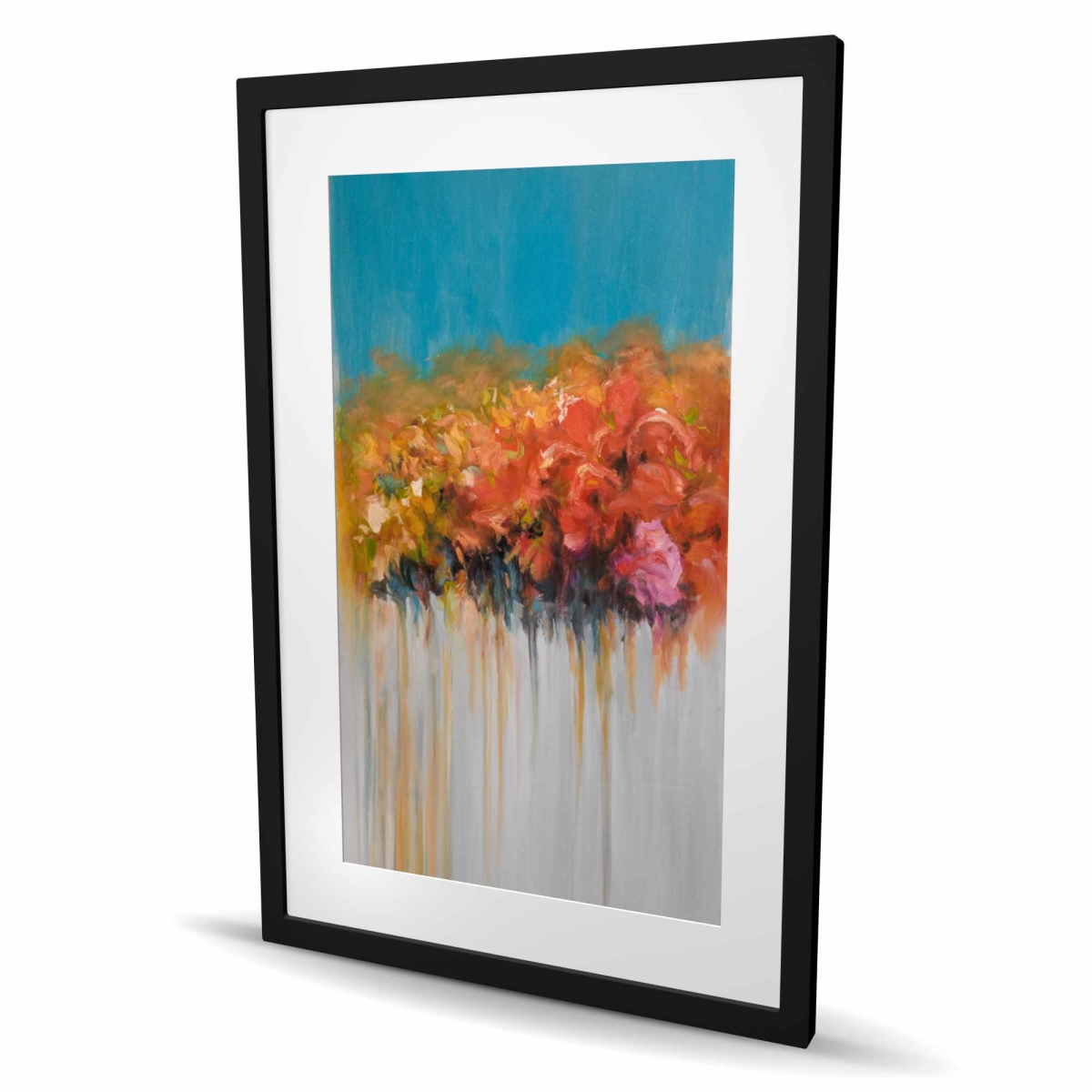 C1FM2436PBKD9Z 24 x 36 in. Orange Flowers Bundle - Abstract Matted Print for Home Decor