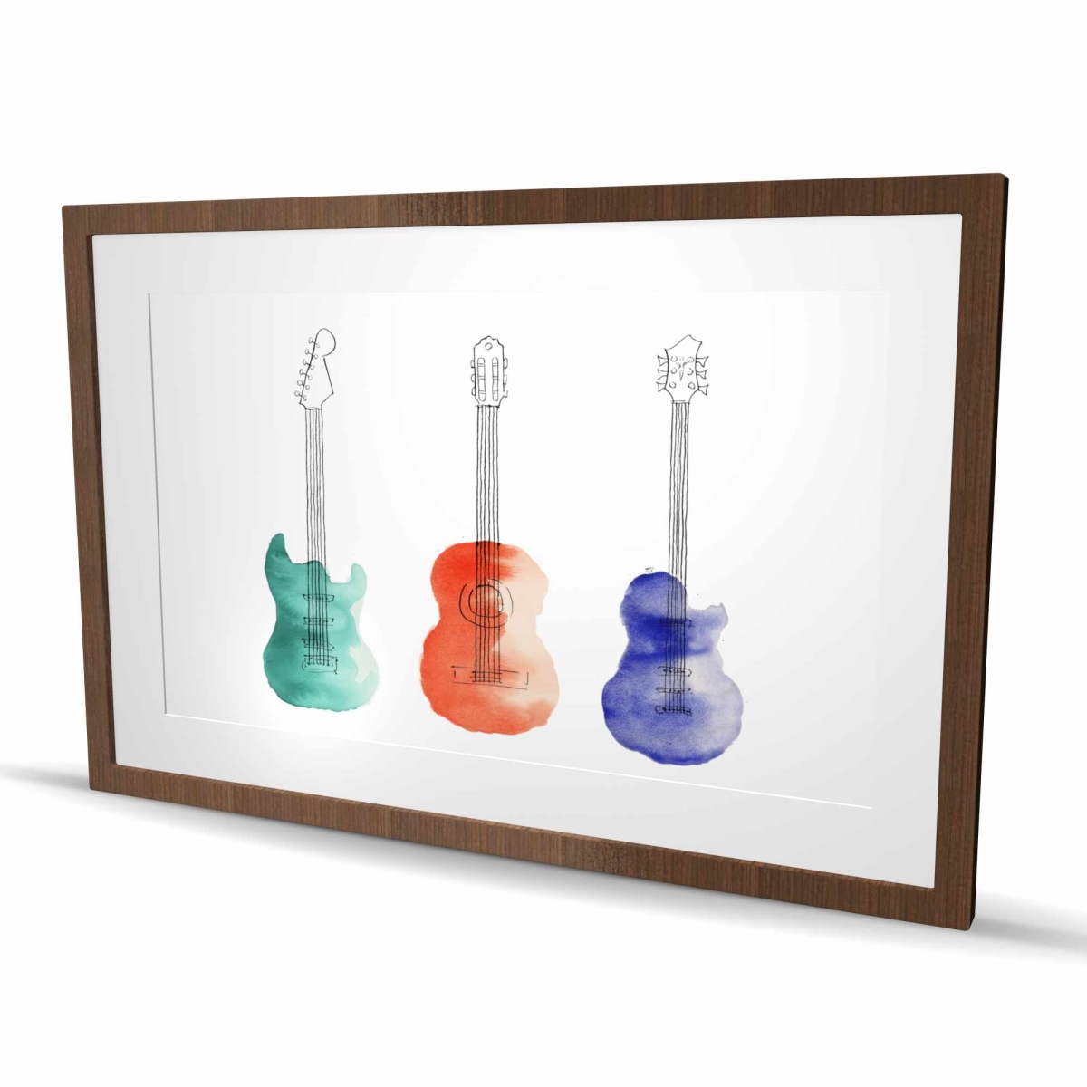 C1FM2436PRUC9B 24 x 36 in. Three Guitars - Hobbies Man Cave Framed Matted Print Decor