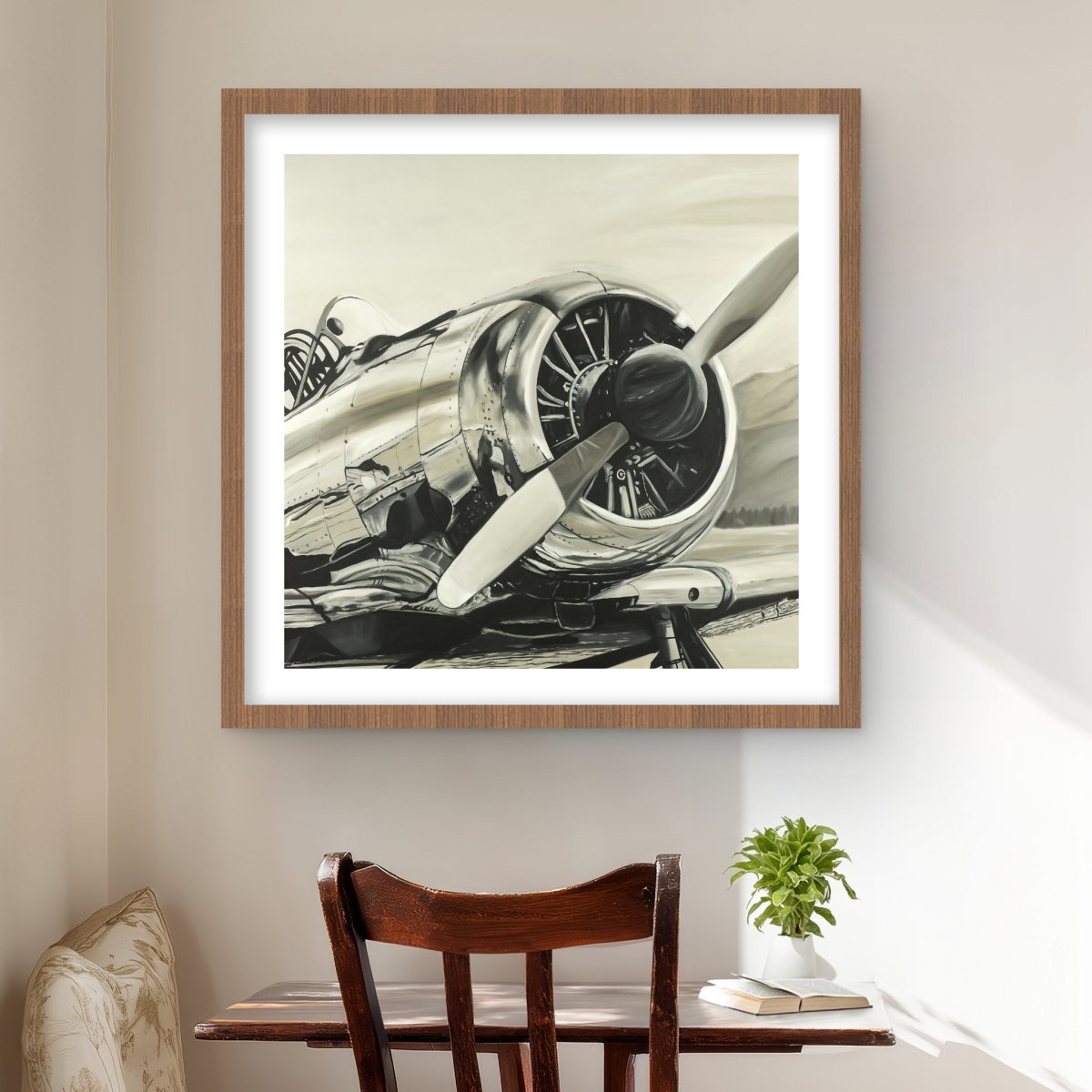 C1FM242411FVFU 24 x 24 in. Vintage Aircraft - Framed Matted Print for Aviation Man Cave