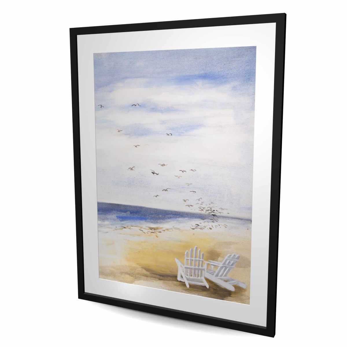 C1FM3648CDS8WX 36 x 48 in. Day At the Beach - Beige Framed Matted Print for Home Decor