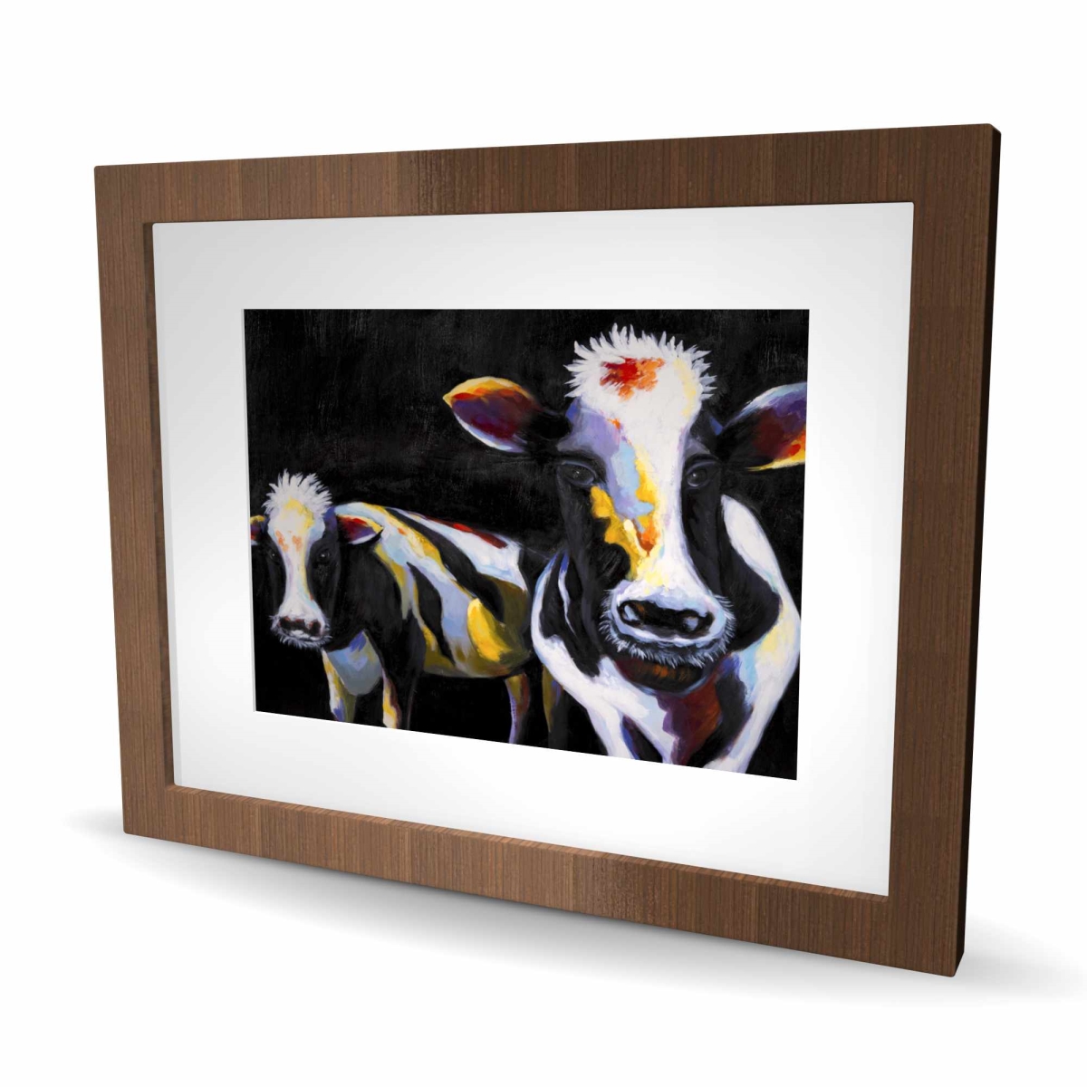 C1FM16202CGL90 16 x 20 in. Two Funny Cows - Western White Framed Matted Print Decor