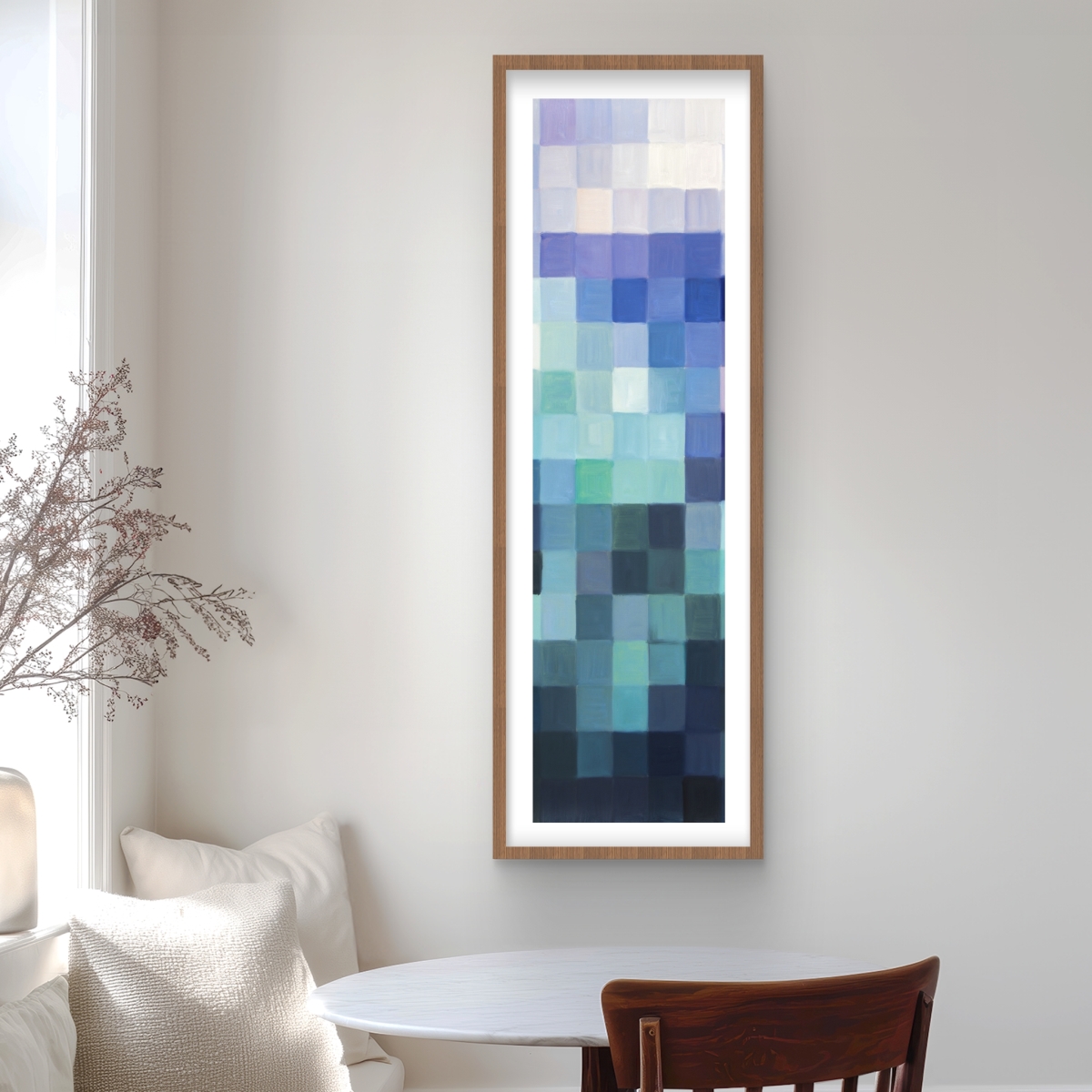 C1FM1648D9BTML 16 x 48 in. Pixelized Landscape - Blue Mountains Framed Matted Print