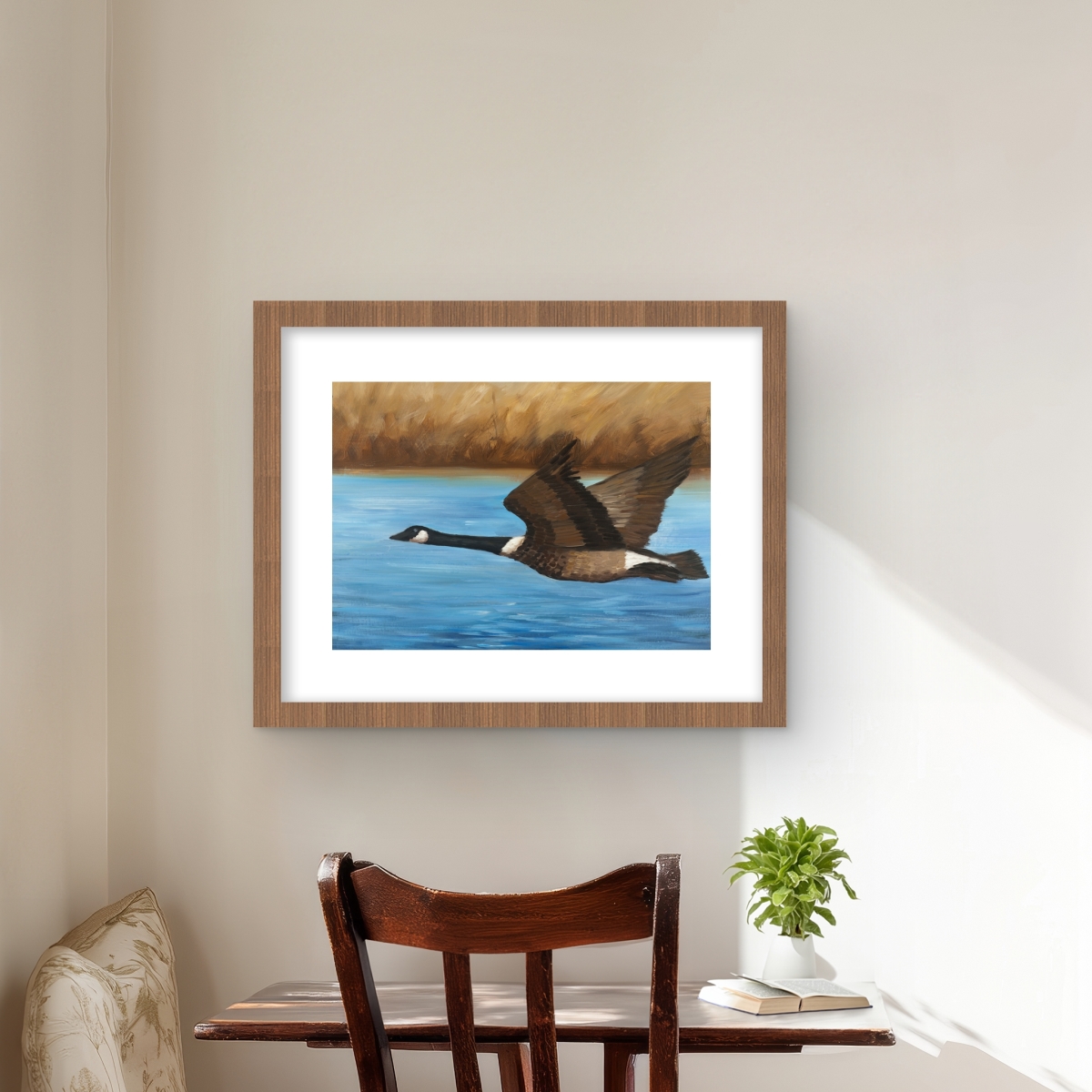 C1FM16205CC3UU 16 x 20 in. Canada Goose Rustic Bird Framed Matted Print - Home Decor