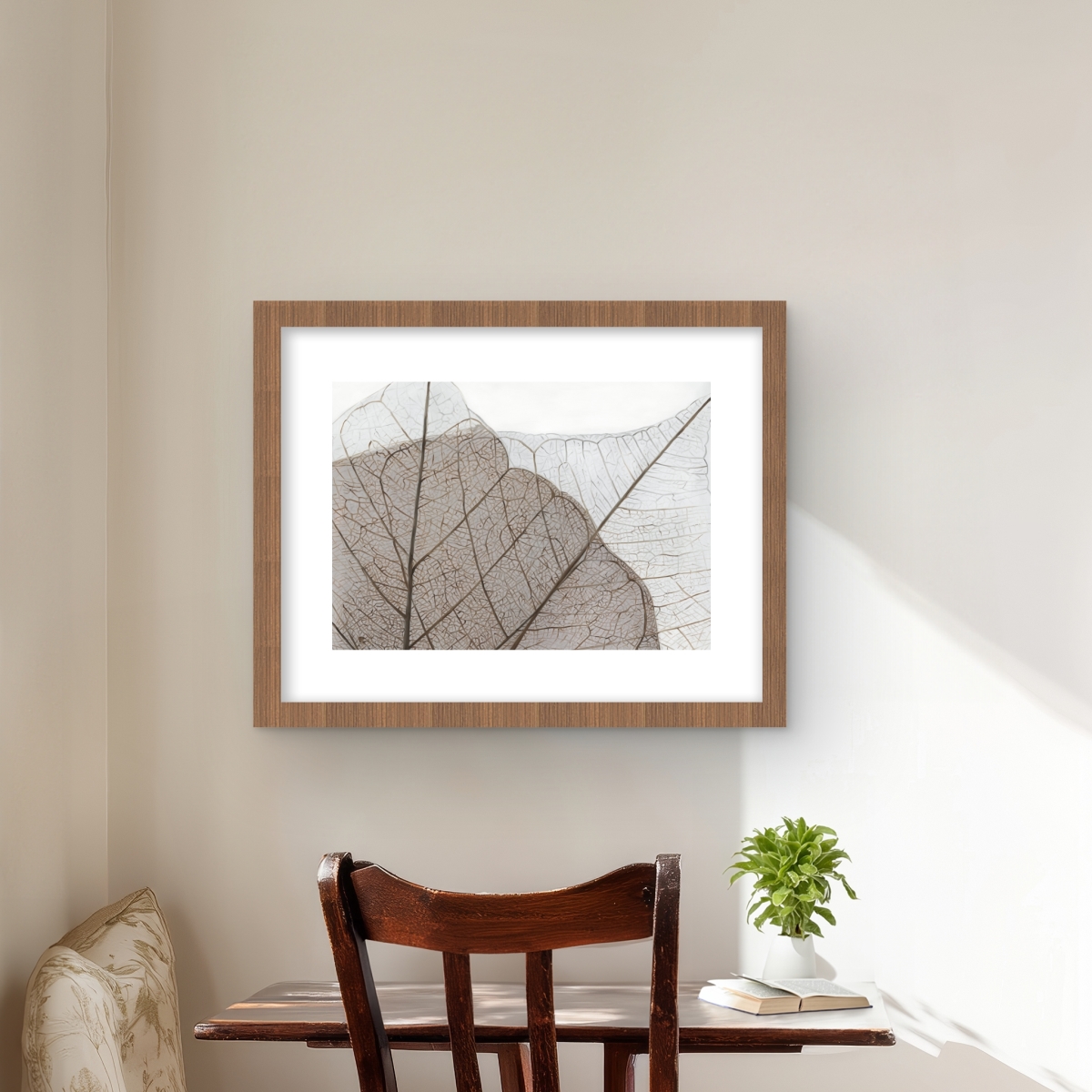 C1FM16205IAIGI 16 x 20 in. Translucent Dried Leaves Print - Brown Rustic Framed Decor