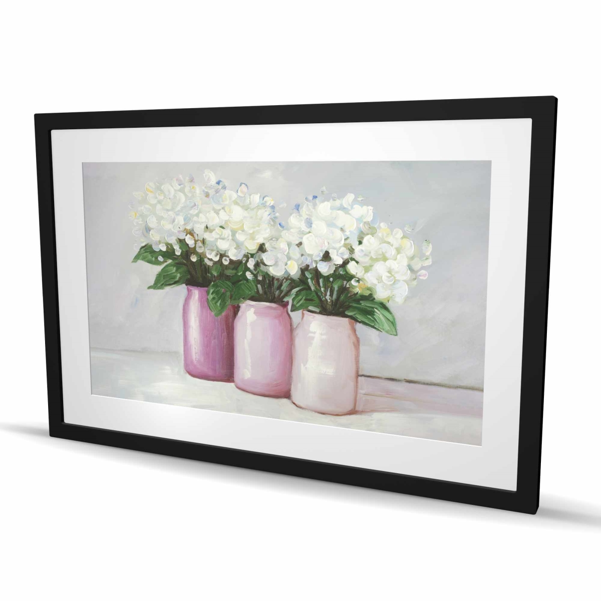 C1FM2436HJINWP 24 x 36 in. Hydrangea Flowers in Pink Vases - Still Life Botanical Print