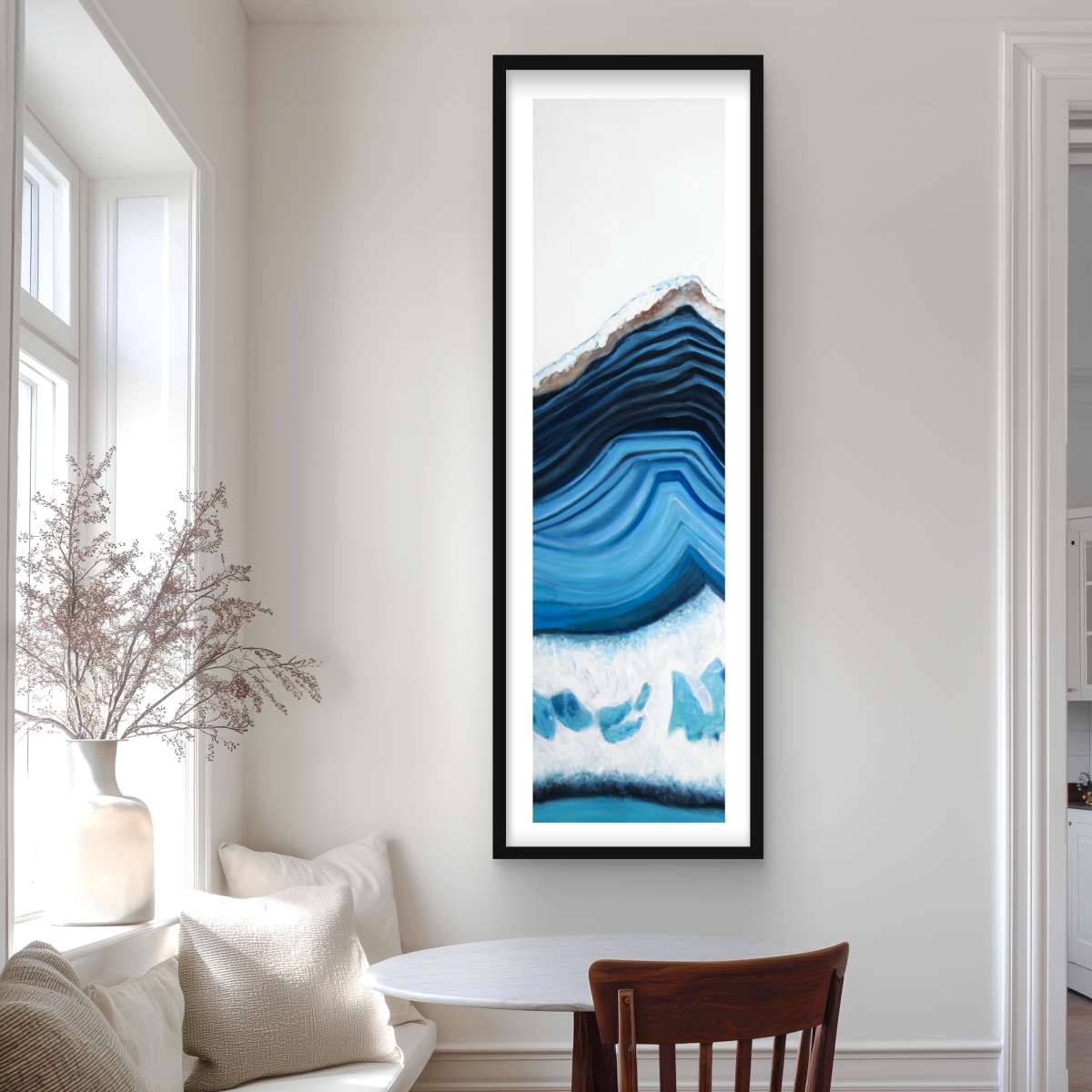 C1FM2060339VJK 20 x 60 in. Blue Geode Profile - Classic Blue Framed Matted Print Decor
