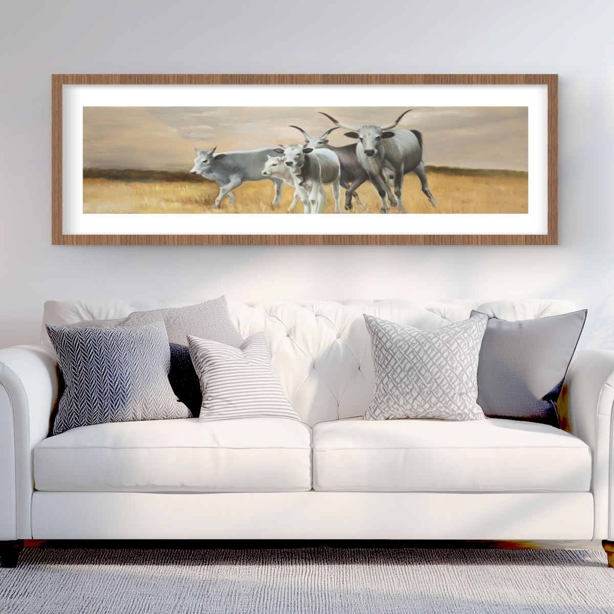 C1FM2060WEZYYF 20 x 60 in. Nguni Breeding - Rustic Animals Framed Matted Print Decor