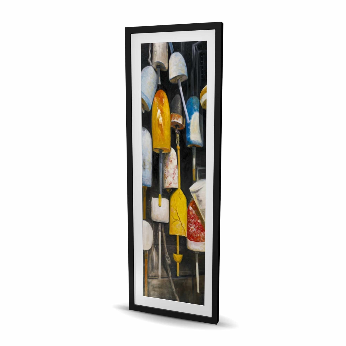 C1FM2060WGV2IA 20 x 60 in. Old Lobster Buoys - Livingroom Still Life Framed Print Decor