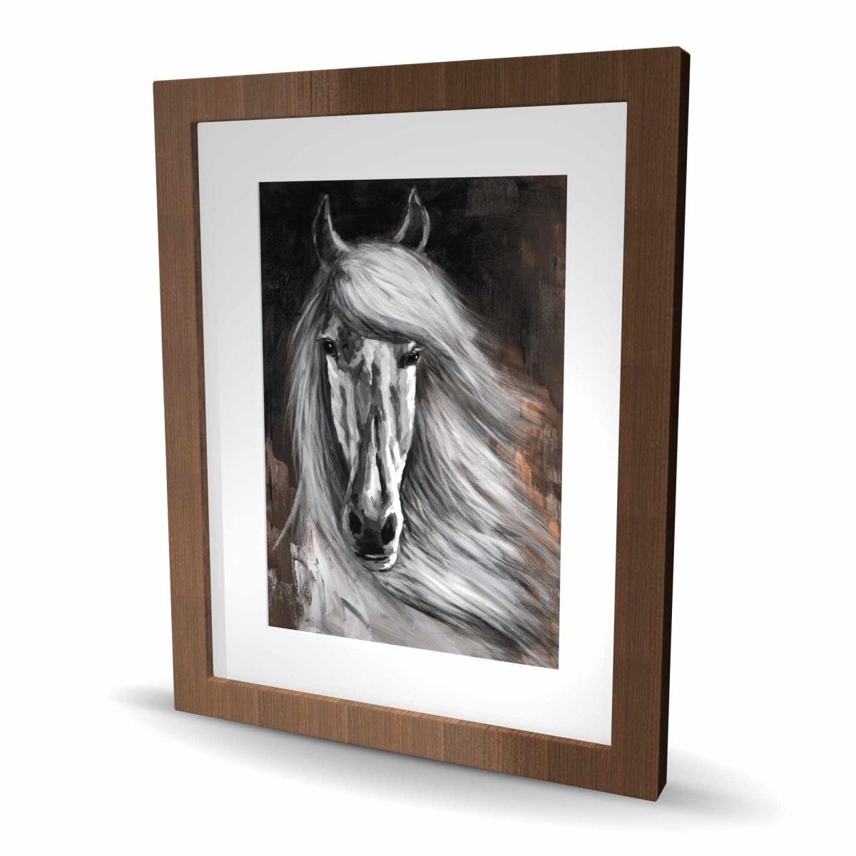 C1FM1620ICHXDU 16 x 20 in. White Horse Rustic Framed Matted Print - Home Decor Accent