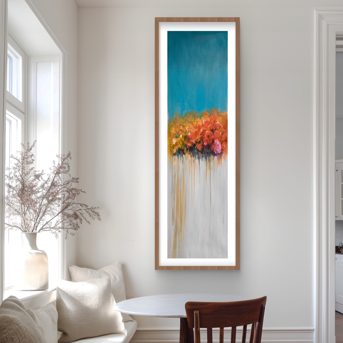 C1FM2060BKDNPR 20 x 60 in. Orange Flowers Bundle - Abstract Framed Matted Print Decor