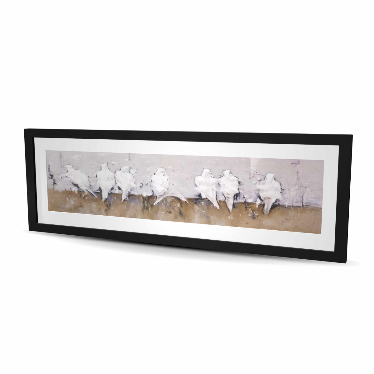 C1FM1648XQ229E 16 x 48 in. Abstract Perched Birds - Feathers Bedroom Framed Print Decor
