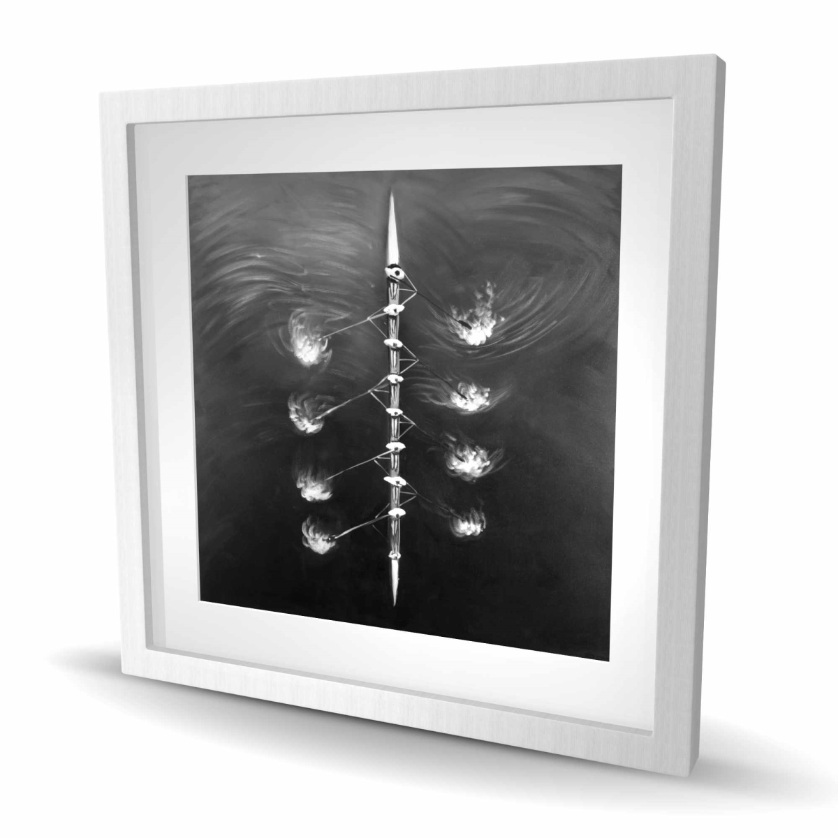C1FM242446UR7H 24 x 24 in. Rowing Boat Race - Man Cave Boat Framed Matted Print Decor