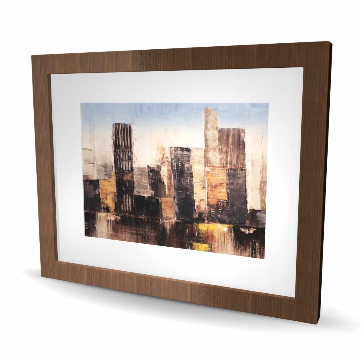 C1FM1620UKFIPP 16 x 20 in. Striped Abstract Buildings - Gray Framed Matted Print Decor